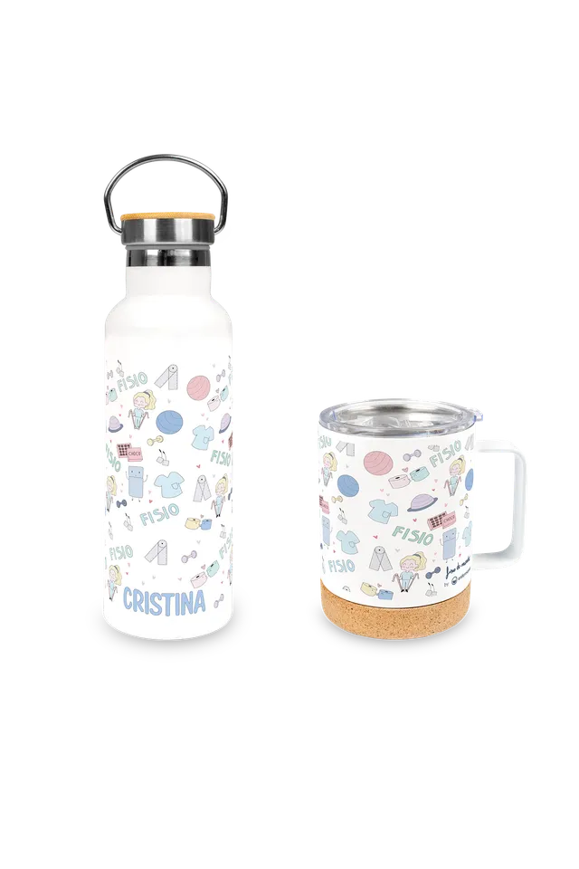 Enfermania Fisio Pastel pack gourde 500 ml + mug inox 330 ml