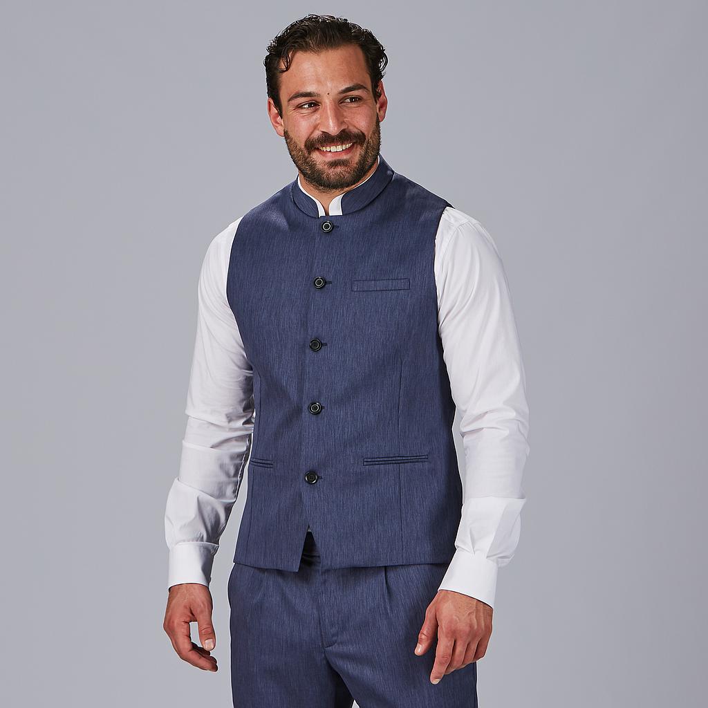 Gary's Vests Giron gilet serveur marine col mao stretch