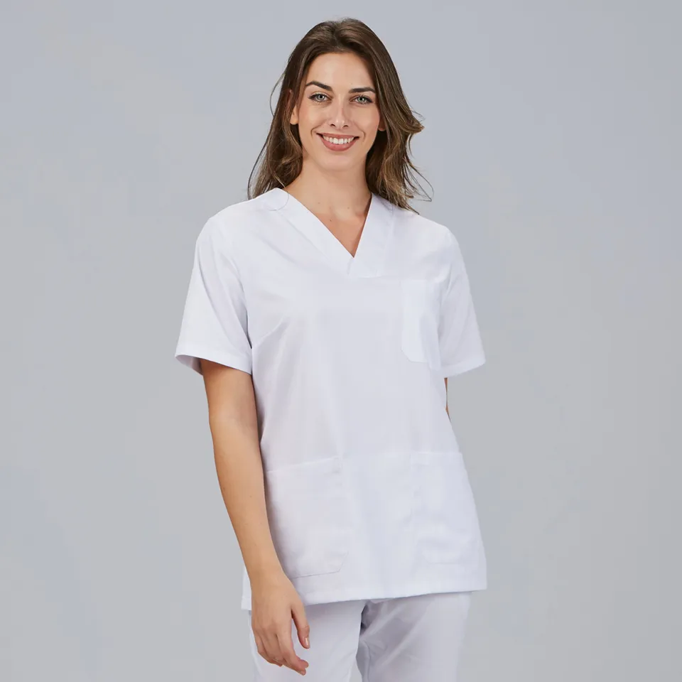 Gary's Vega blouse médicale femme blanche col V