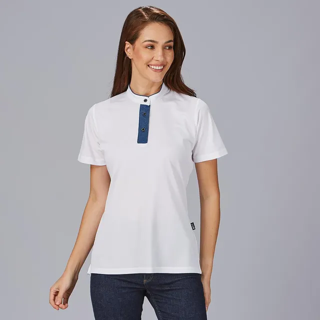 GARY'S Polo Woman Grandad polo travail femme noir Coolmax
