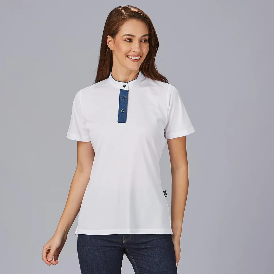 GARY'S Polo Woman Grandad polo travail femme noir Coolmax