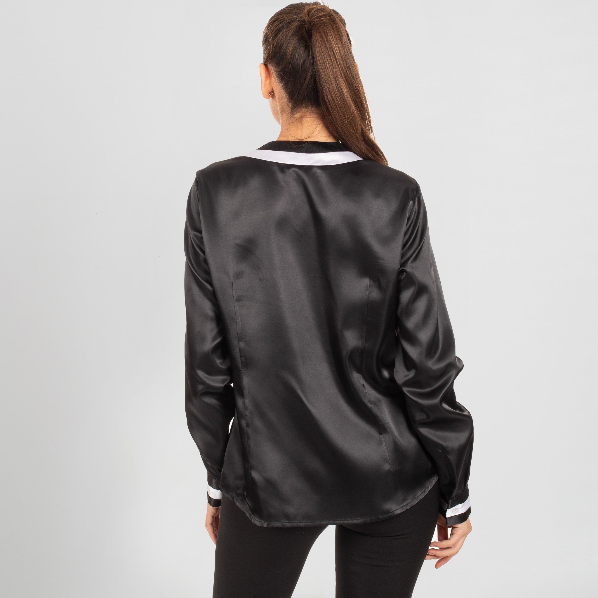 GARY'S Melania blouse noire M manches longues satin