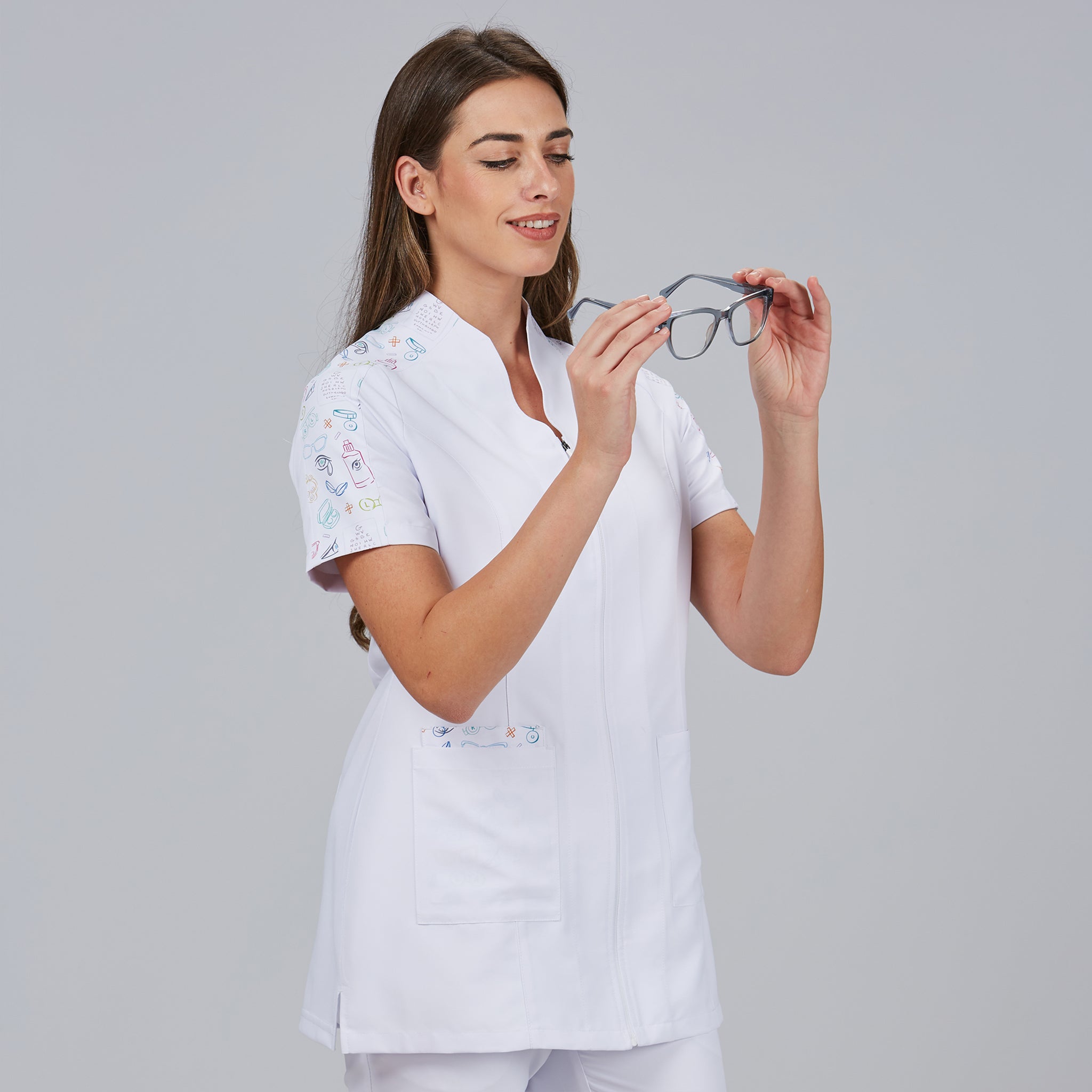 Gary's Dunia Blouse médicale femme blanche manches courtes