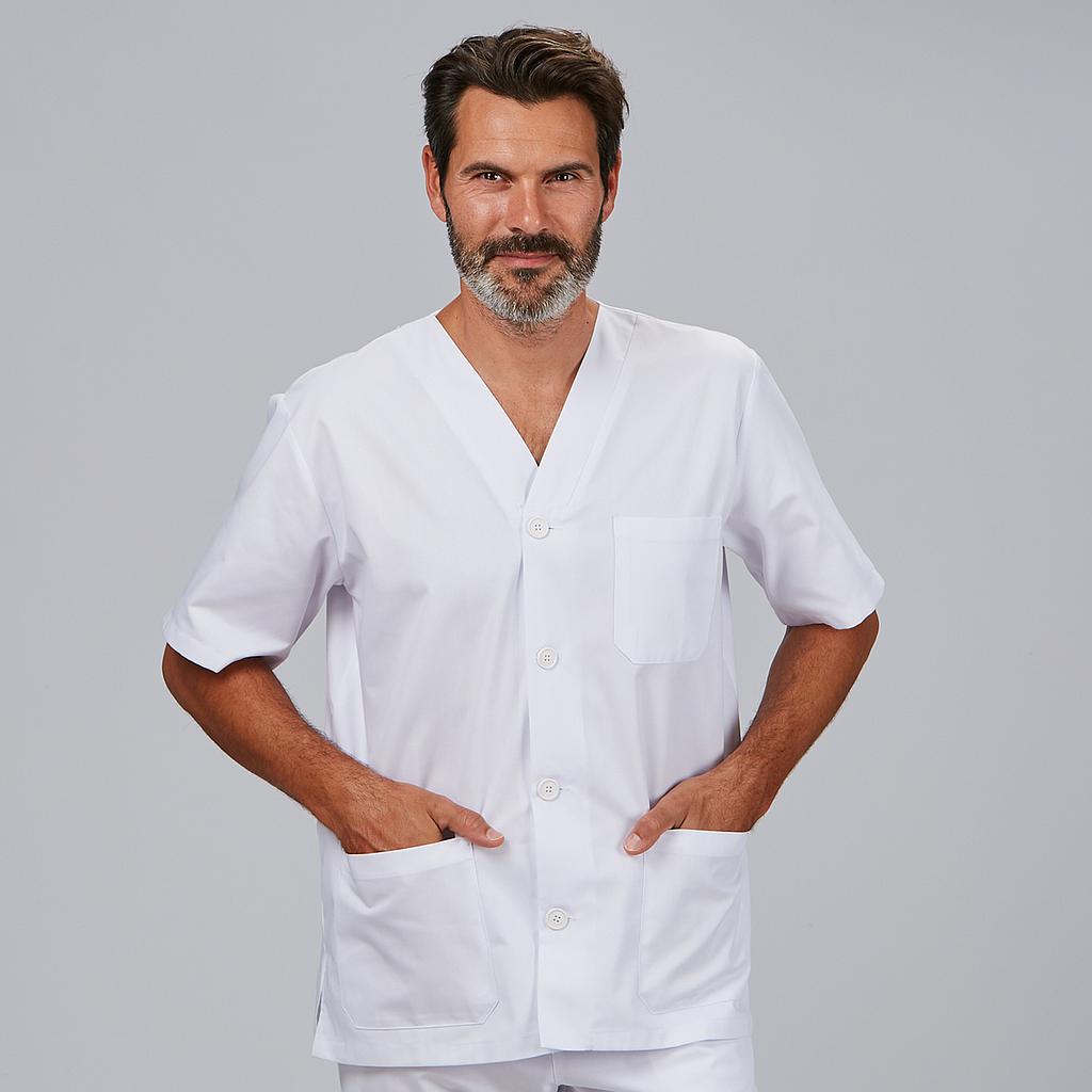 GARY'S blouse médicale col V boutons blanche
