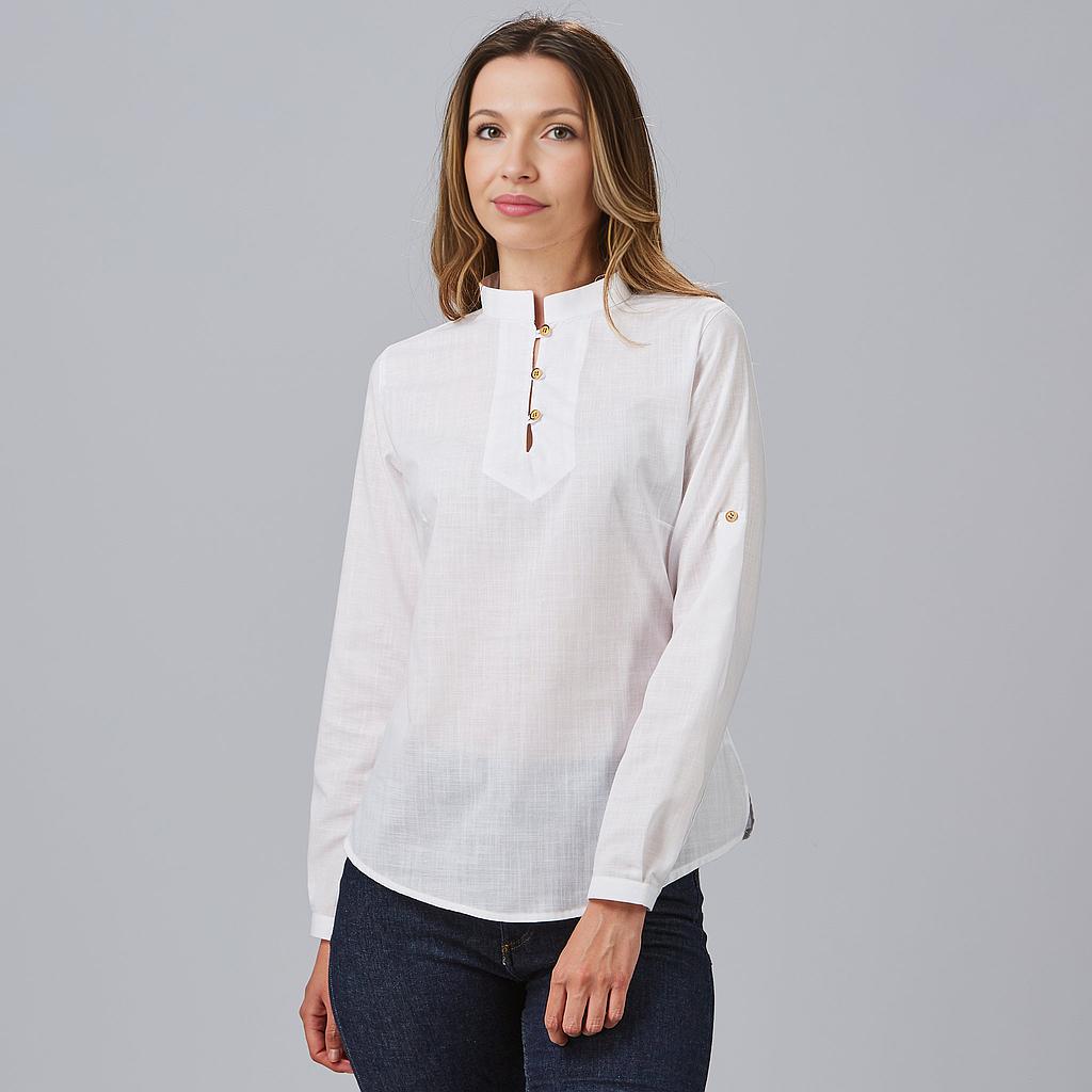 GARY'S Flora chemise femme blanche lin manches longues
