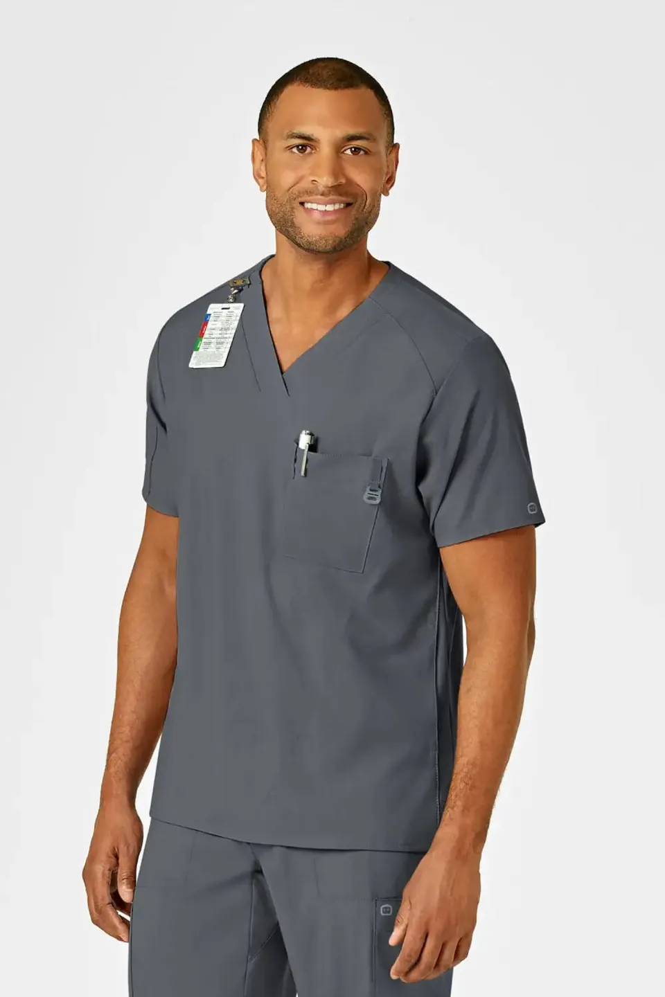 Aelin Noah W123 blouse médicale gris homme col V