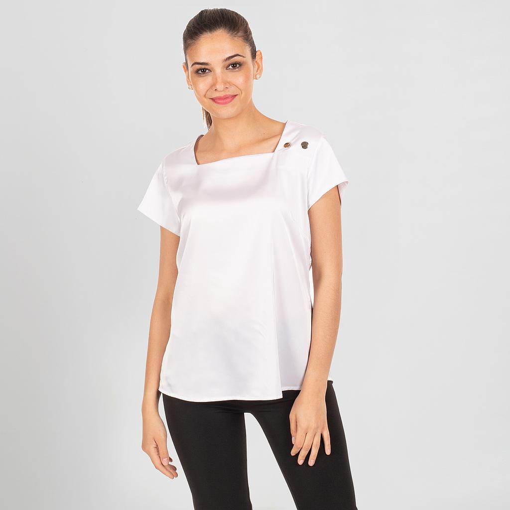 Gary's Carola blouse femme satin noire manches courtes