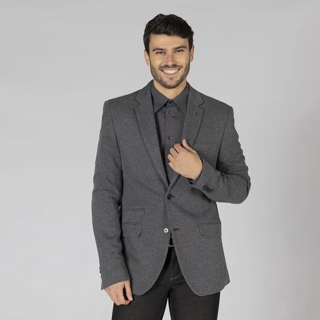 Gary's Blazer homme 2 boutons slim gris marengo laine