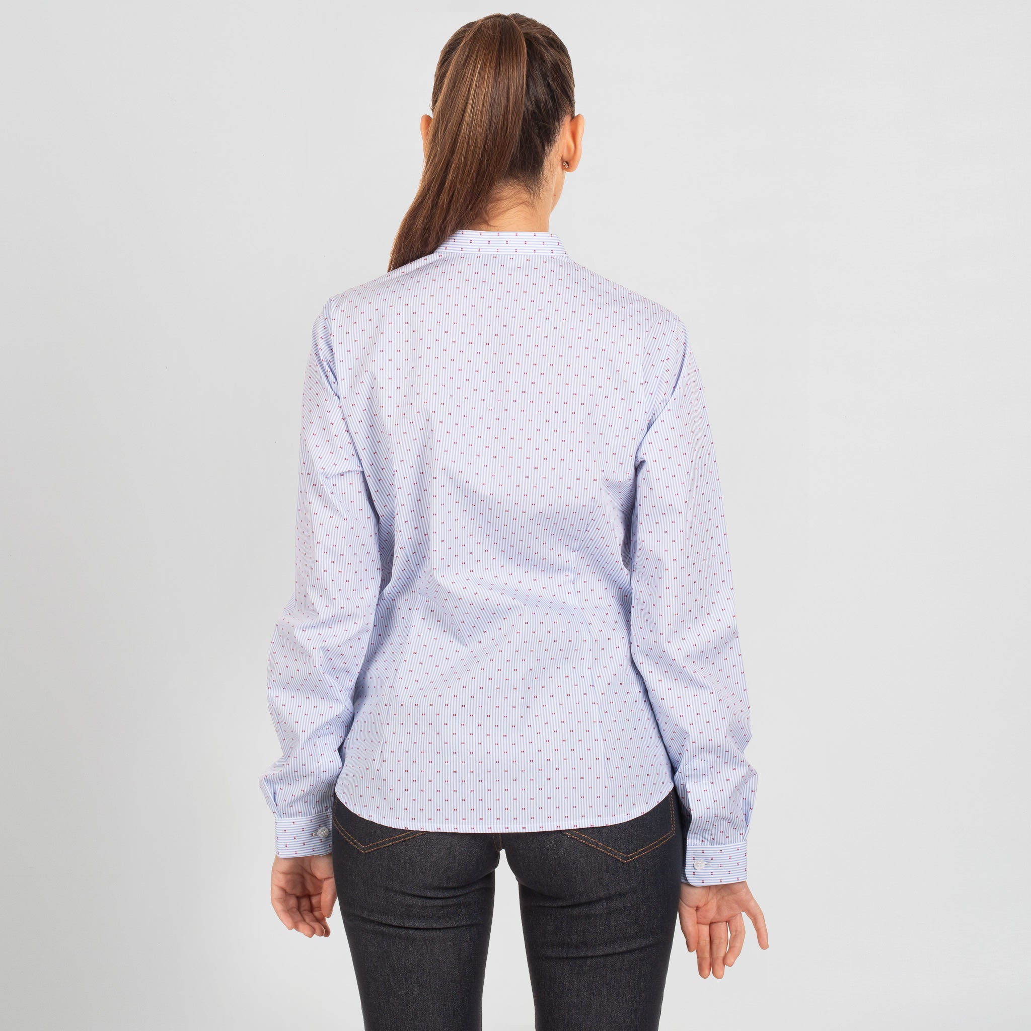 GARY'S Fiorella Chemise Travail Femme Marine Mouette - Col Mao