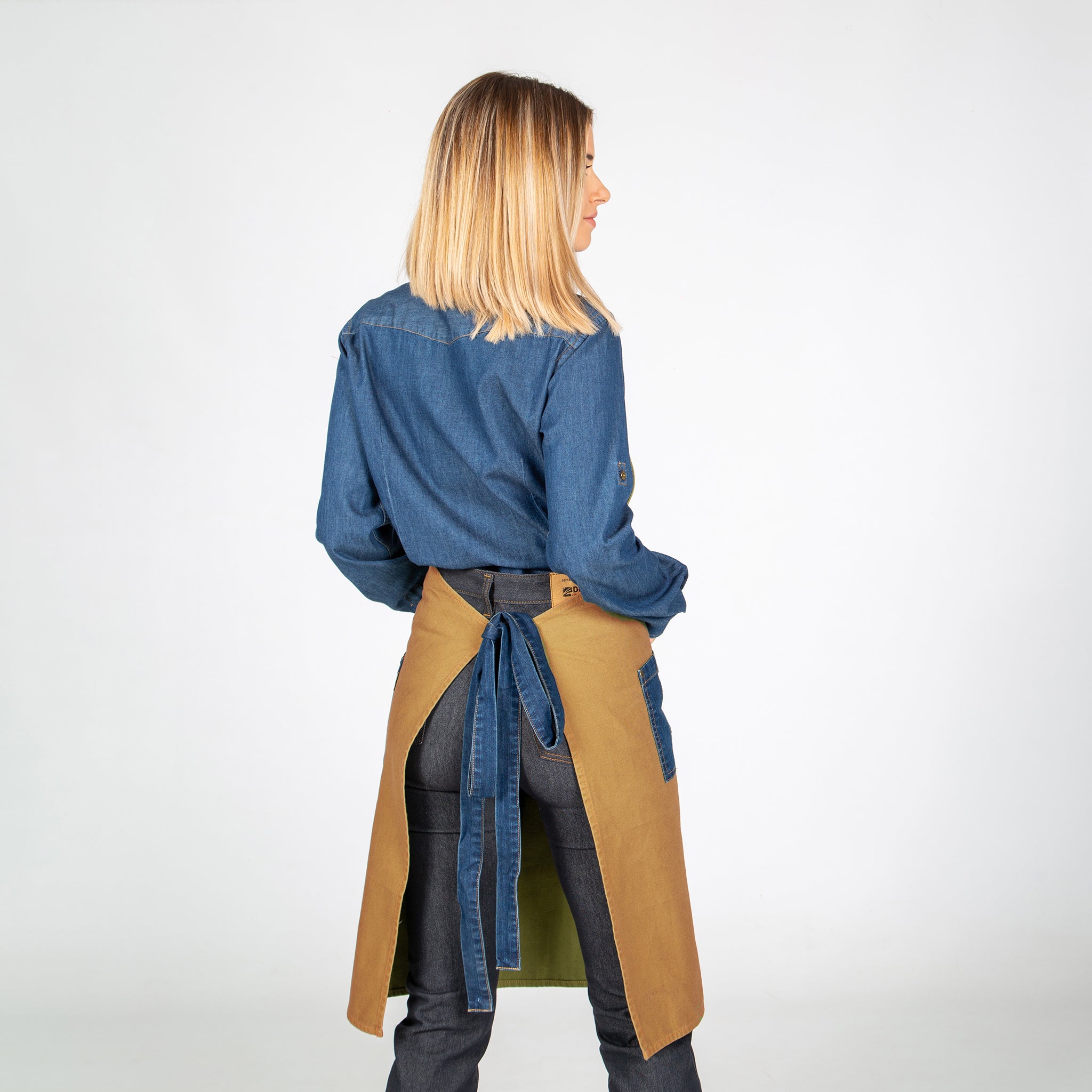 GARY'S tablier bavette denim 80x85 vert olive
