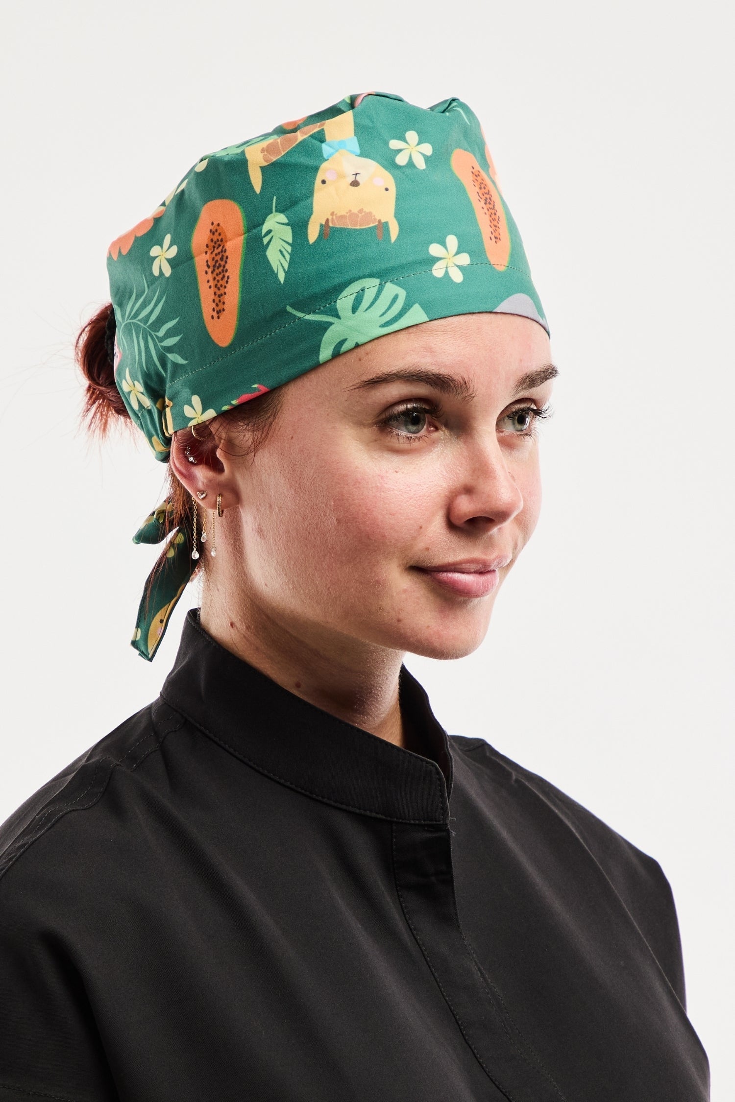 Aelin Paris calot médical imprimé Animaux Savane Vert stretch