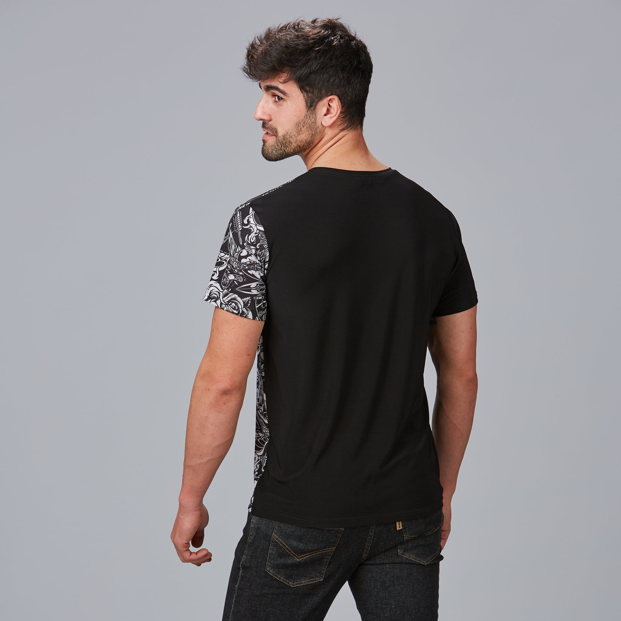 GARY'S Lilo t-shirt homme noir col rond imprimé