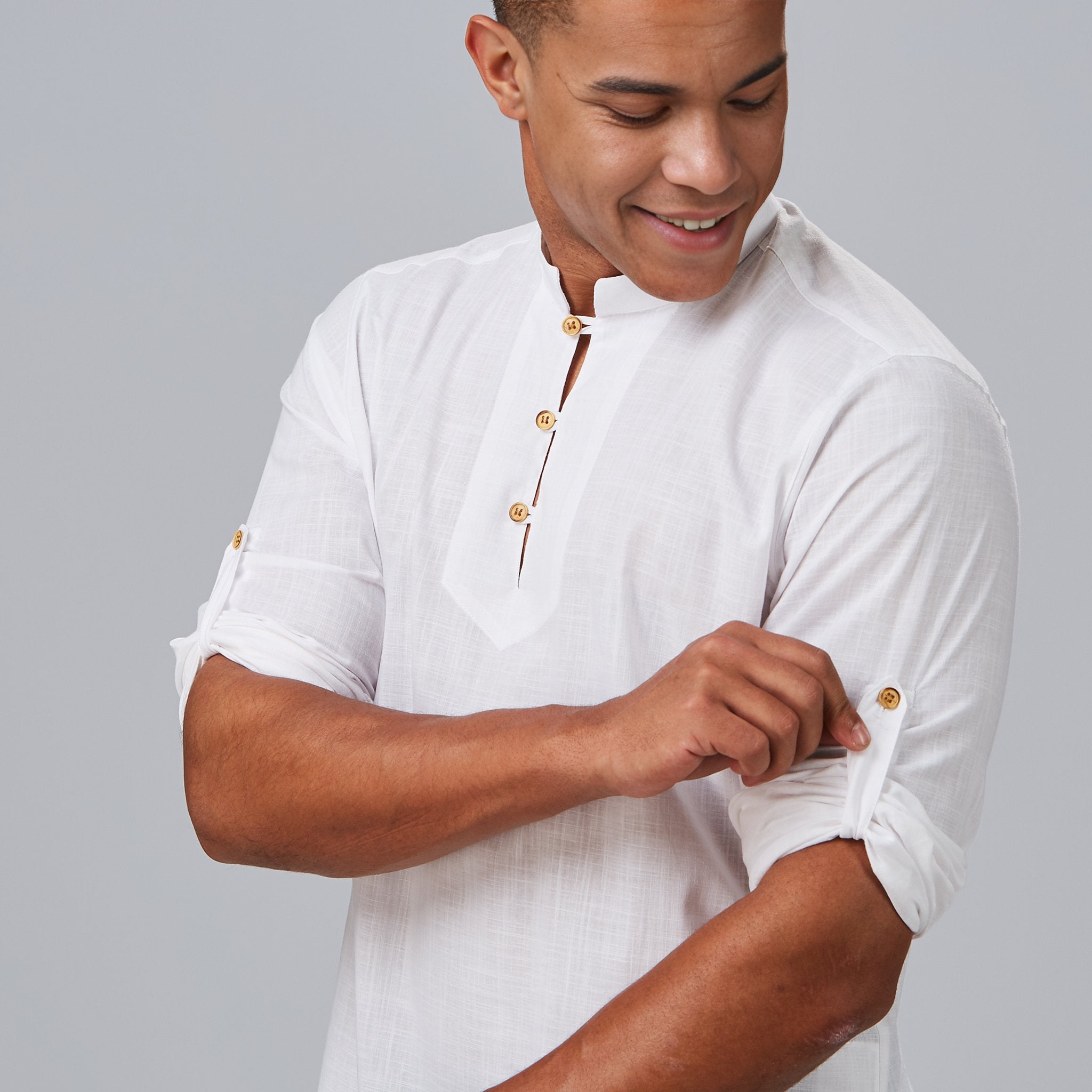Gary's Dante chemise homme slim effet lin blanc manches longues