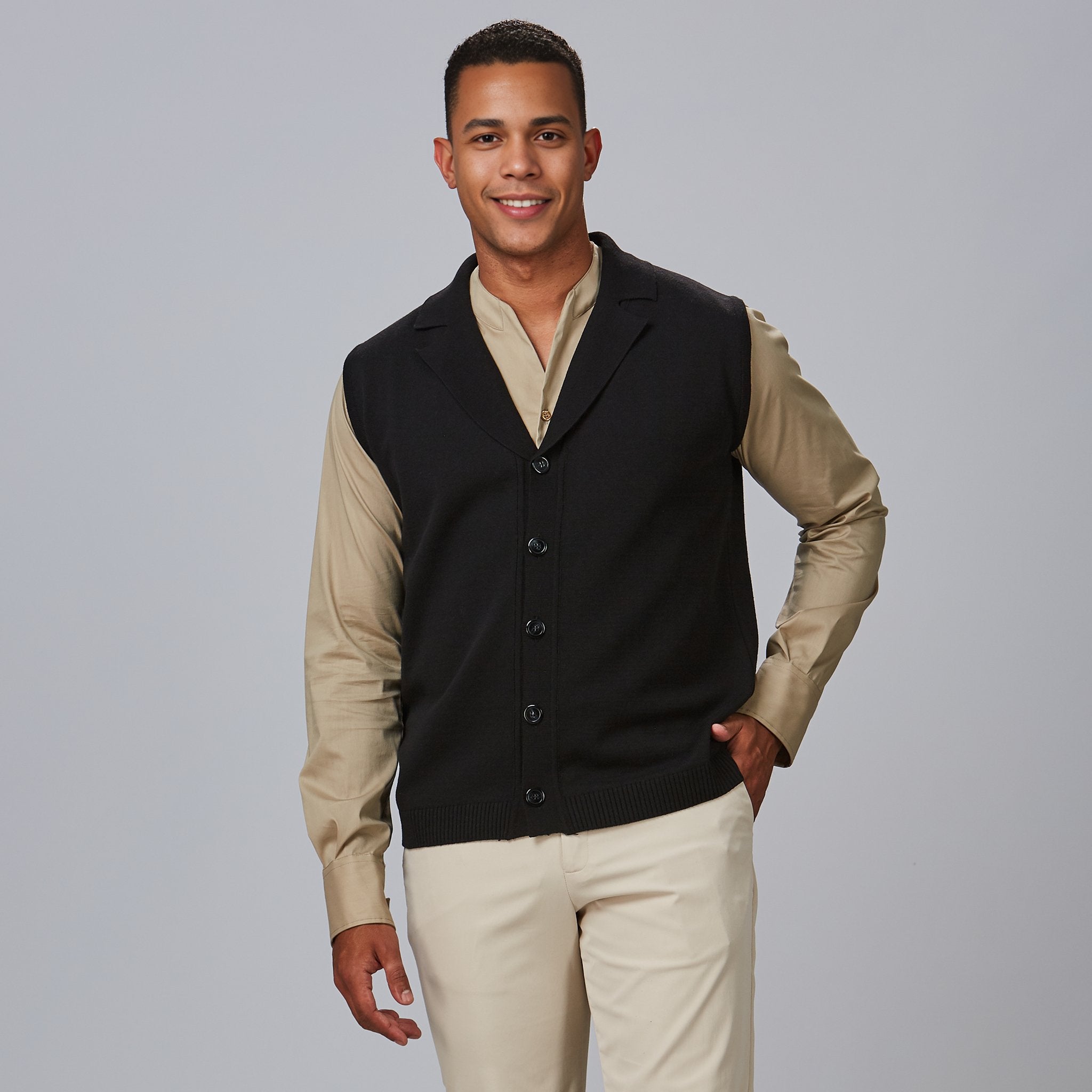 GARY'S Vests gilet homme noir boutons recyclé