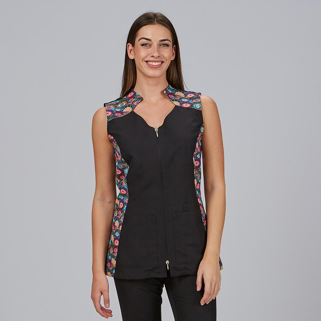 GARY'S Naia Blouse médicale noire sans manches zip