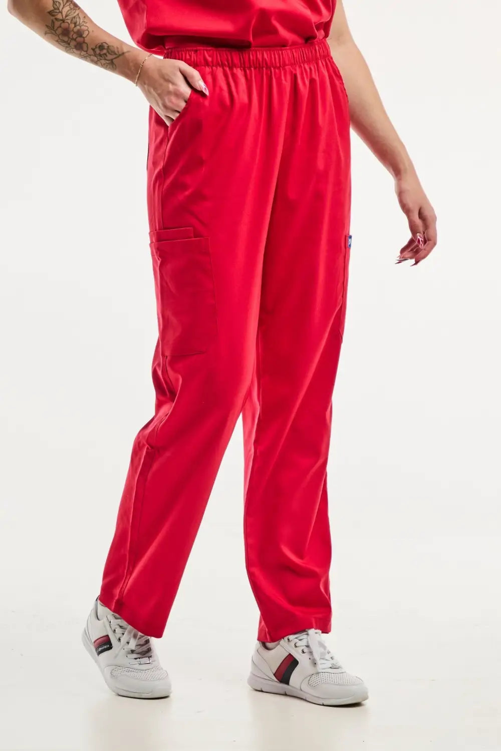 Aelin EMMA pantalon médical femme rouge poches stretch