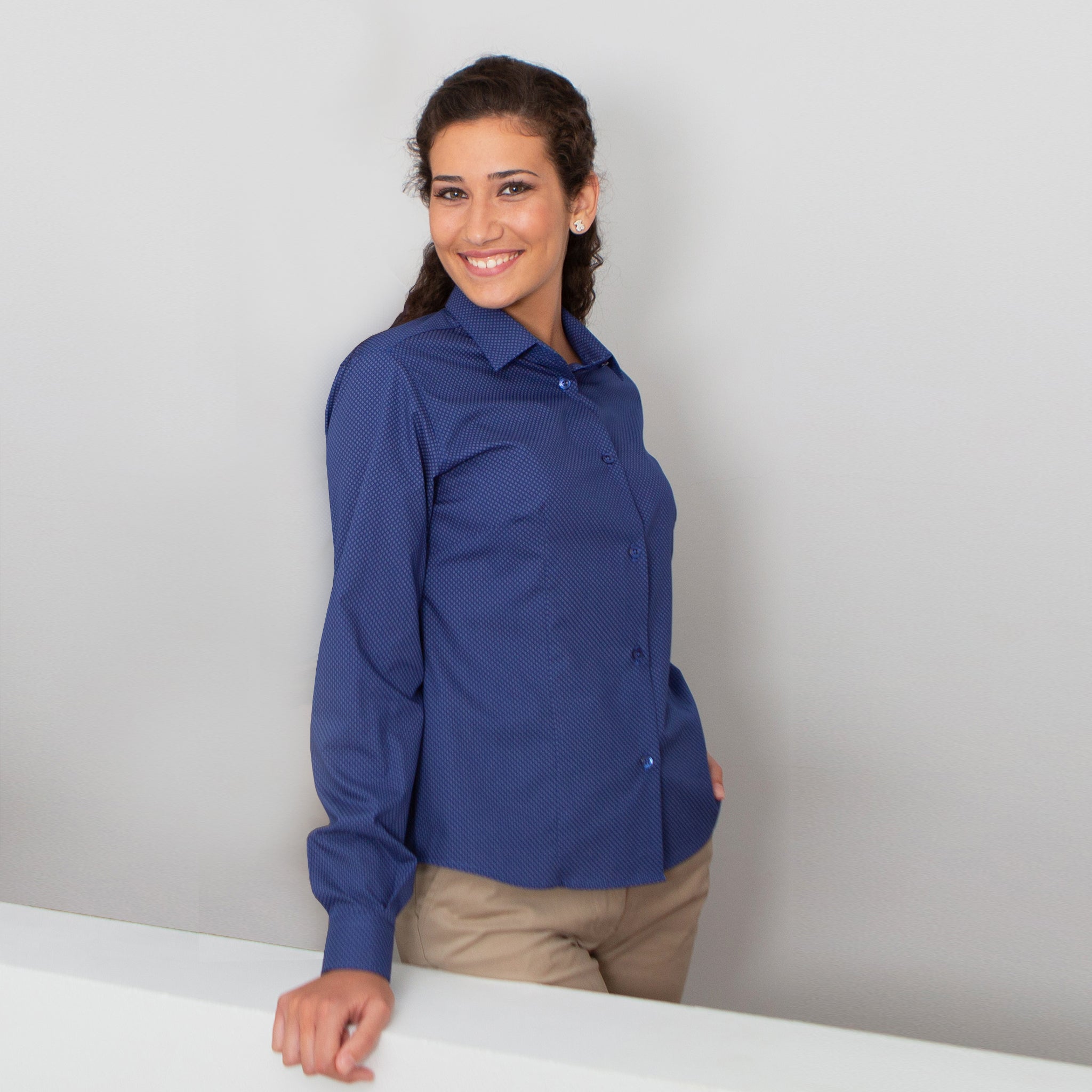 Gary's Chiara chemise femme slim blanche à pois