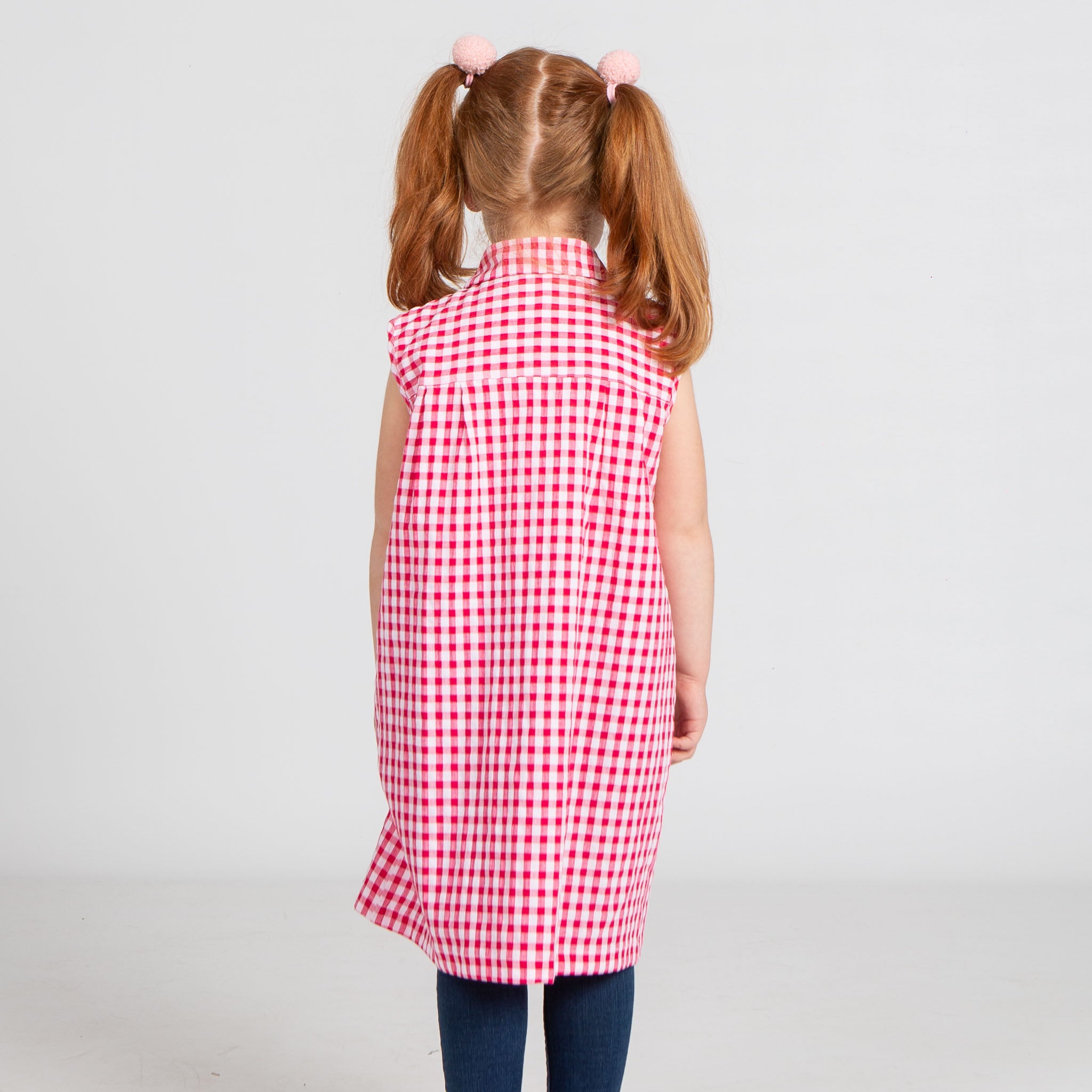 Gary's Children tablier école sans manches vichy fuchsia