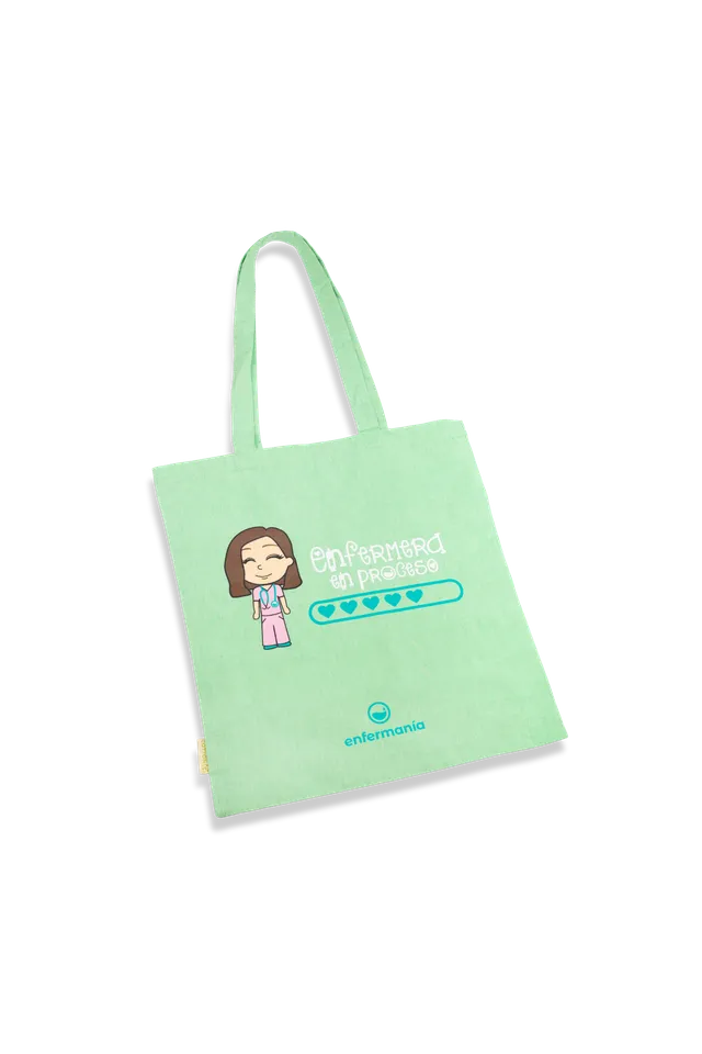 Enfermania Bolsas sac tote infirmière menthe coton recyclé 37x40 cm