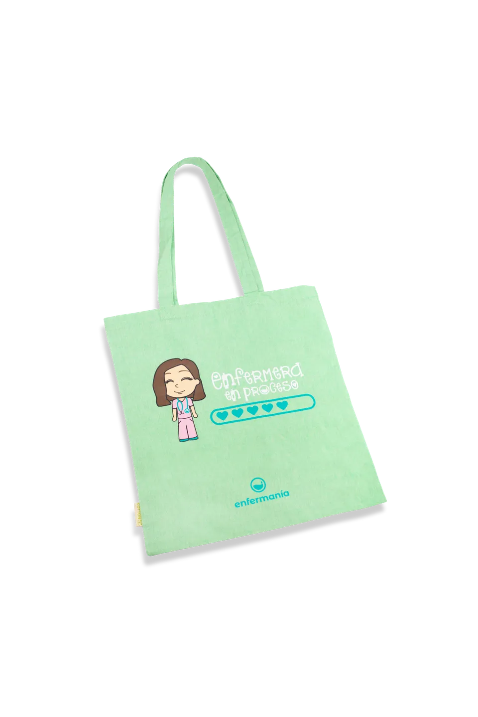 Enfermania Bolsas sac tote infirmière menthe coton recyclé 37x40 cm