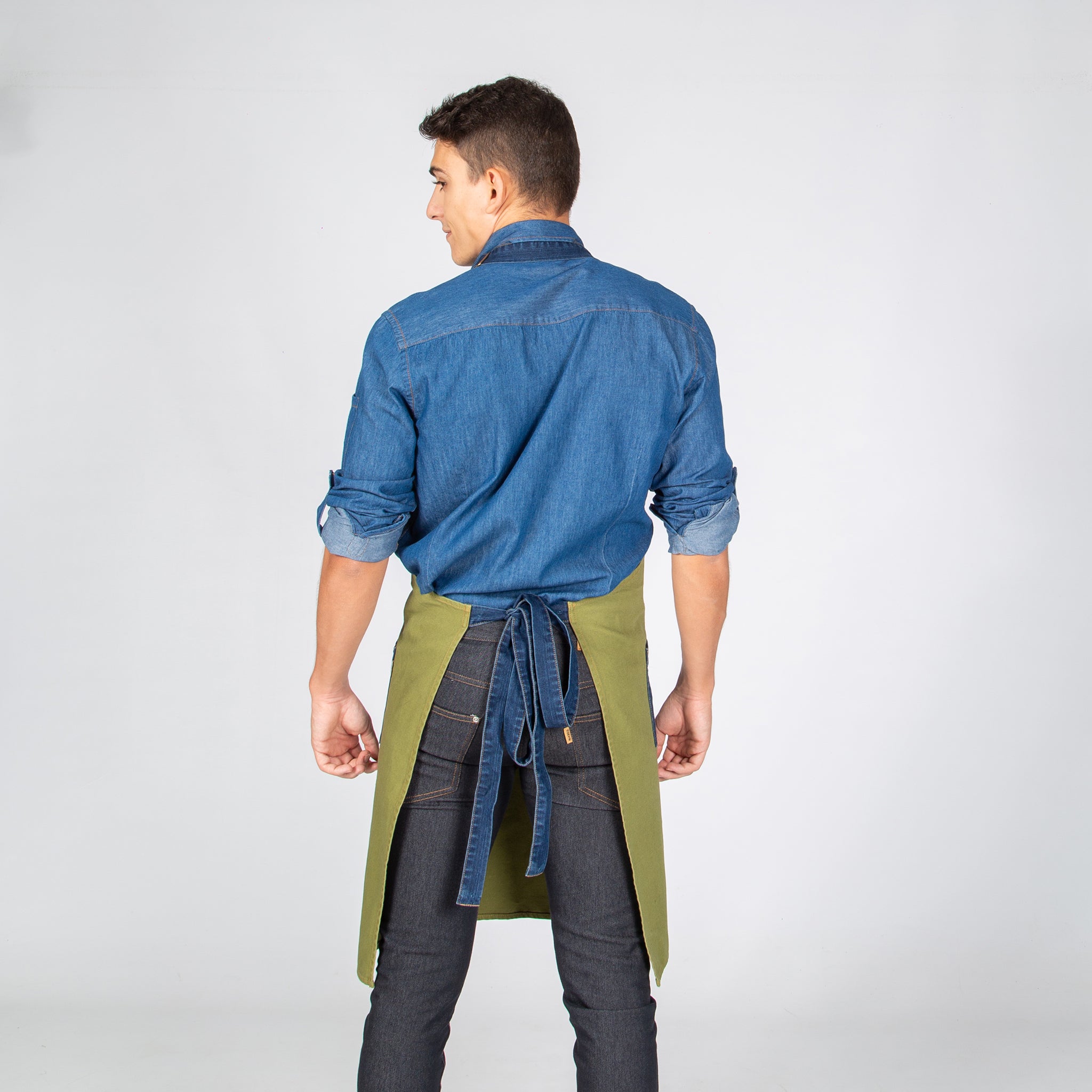 GARY'S tablier bavette denim 80x85 vert olive