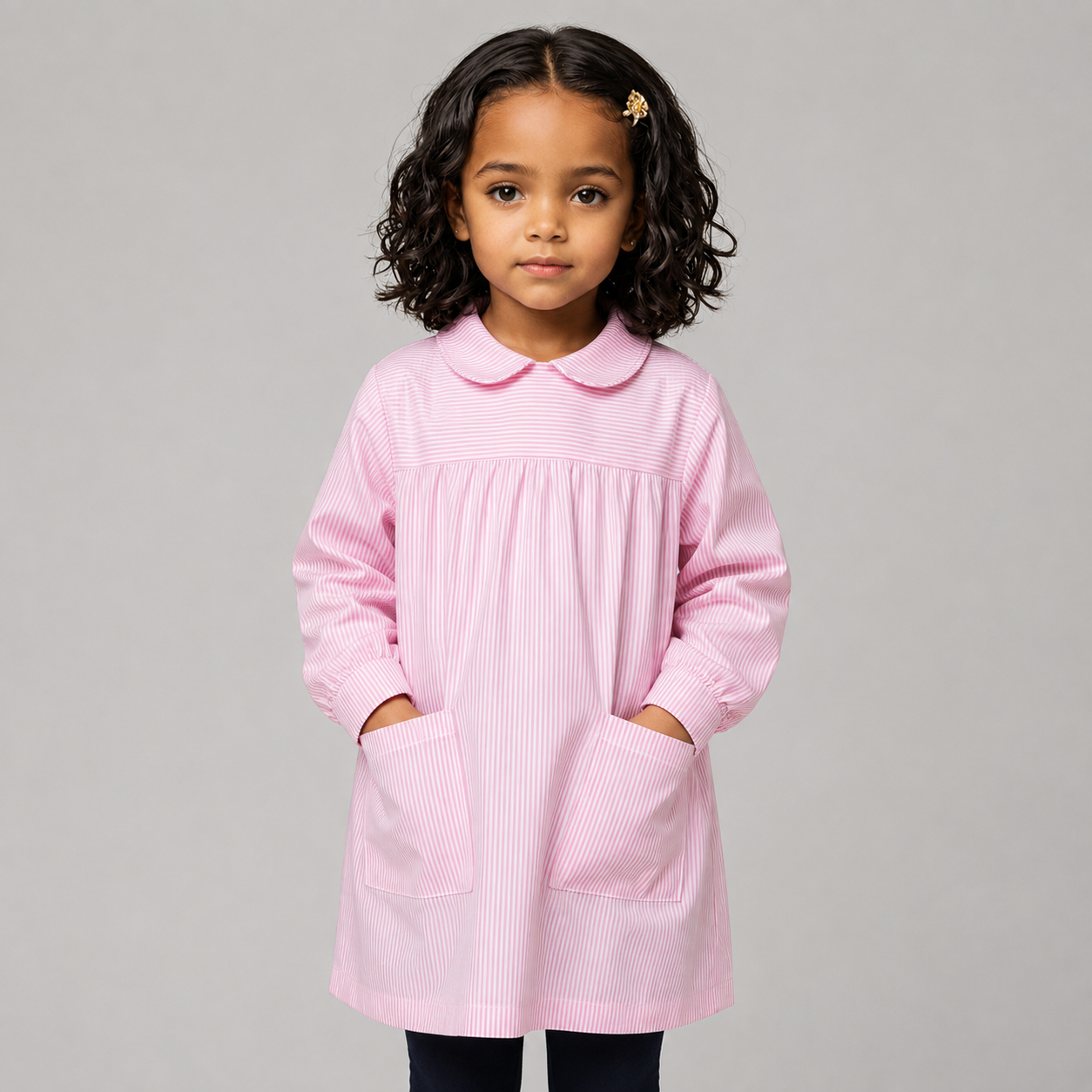 GARY'S Colegial blouse enfant vichy bleue col rond