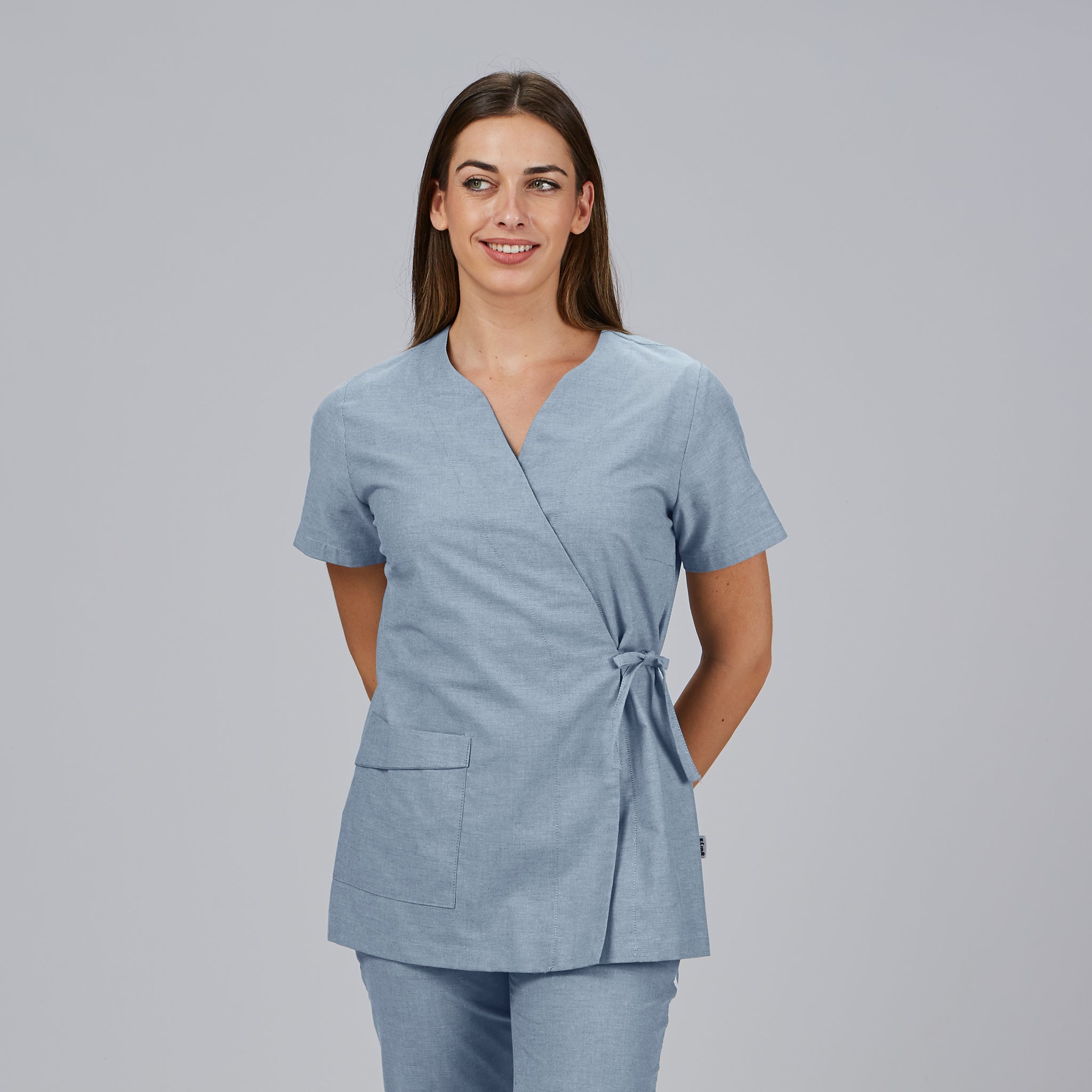 GARY'S Camila blouse médicale femme gris perle col V oxford