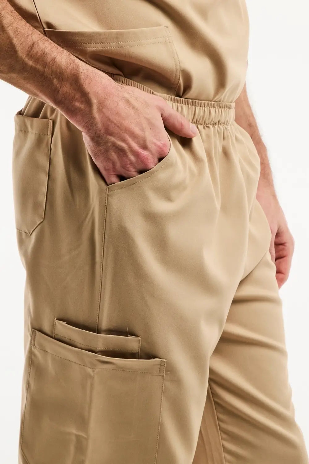 Aelin LUCA Pantalon médical homme beige clair poches