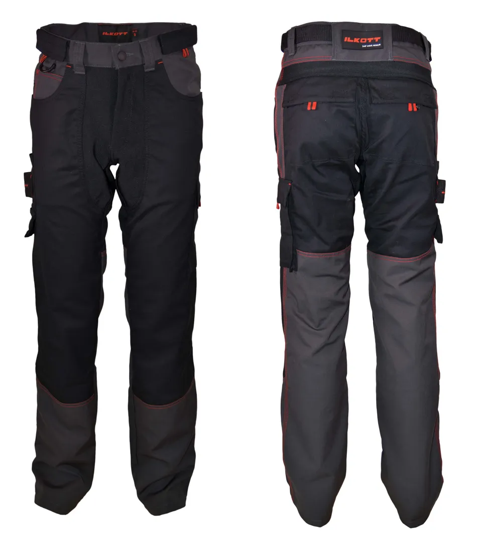 ILKOTT Pantalons travail sans genouillère noir déperlant