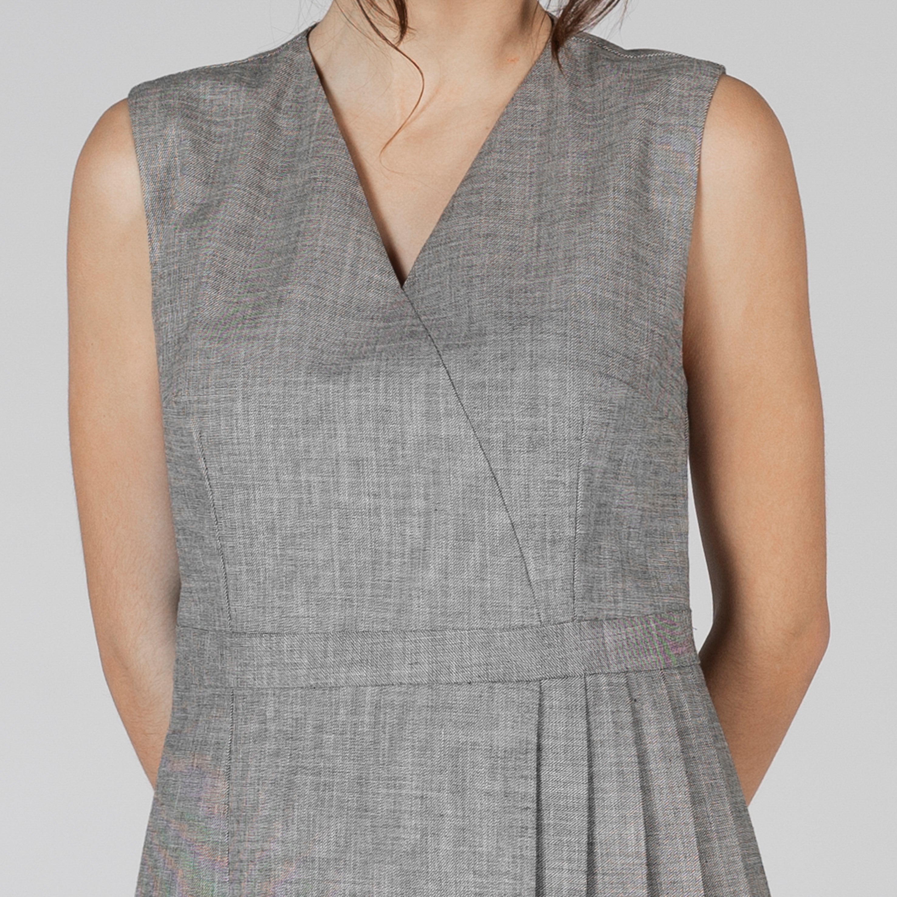Gary's Dresses robe tablier cheviot gris sans manches
