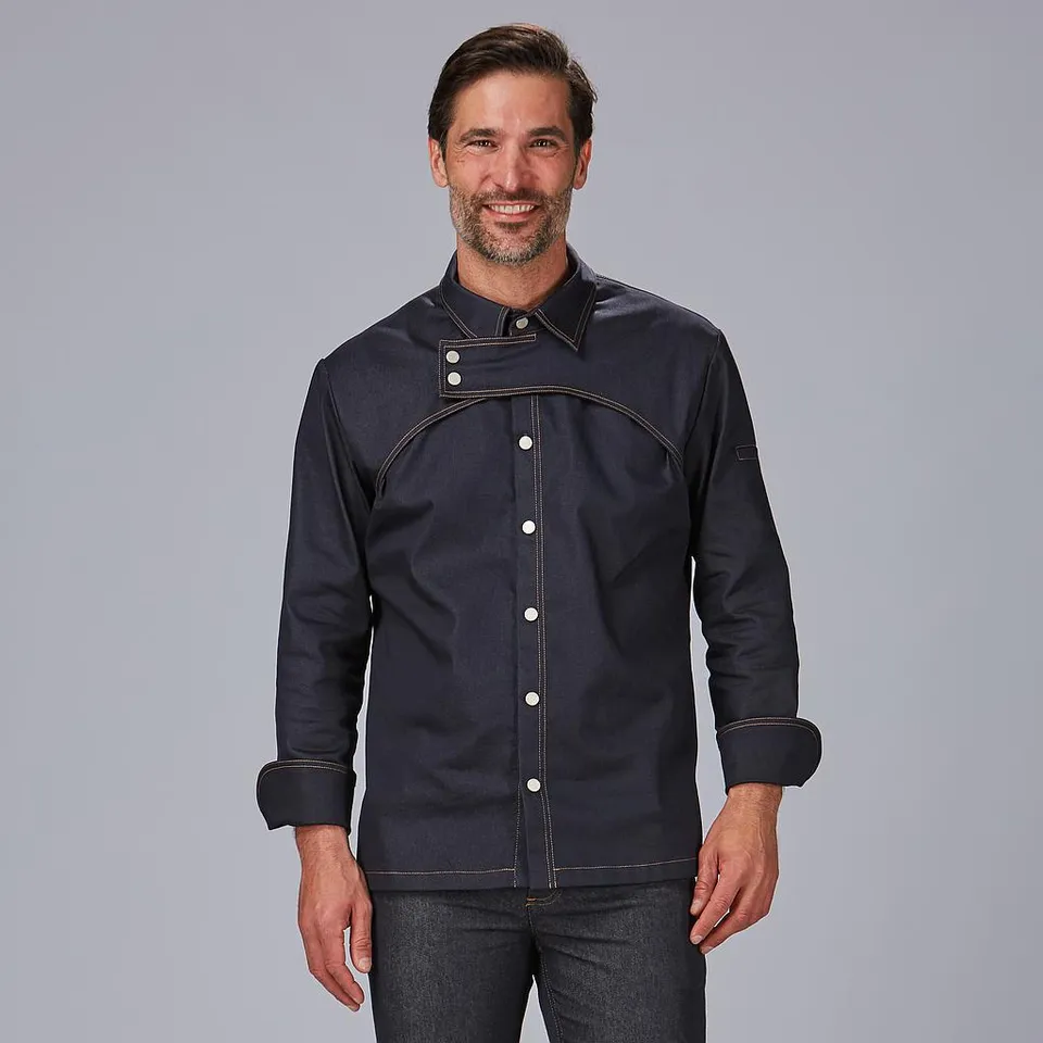 GARY'S Prieto veste de cuisine denim marine col chemise