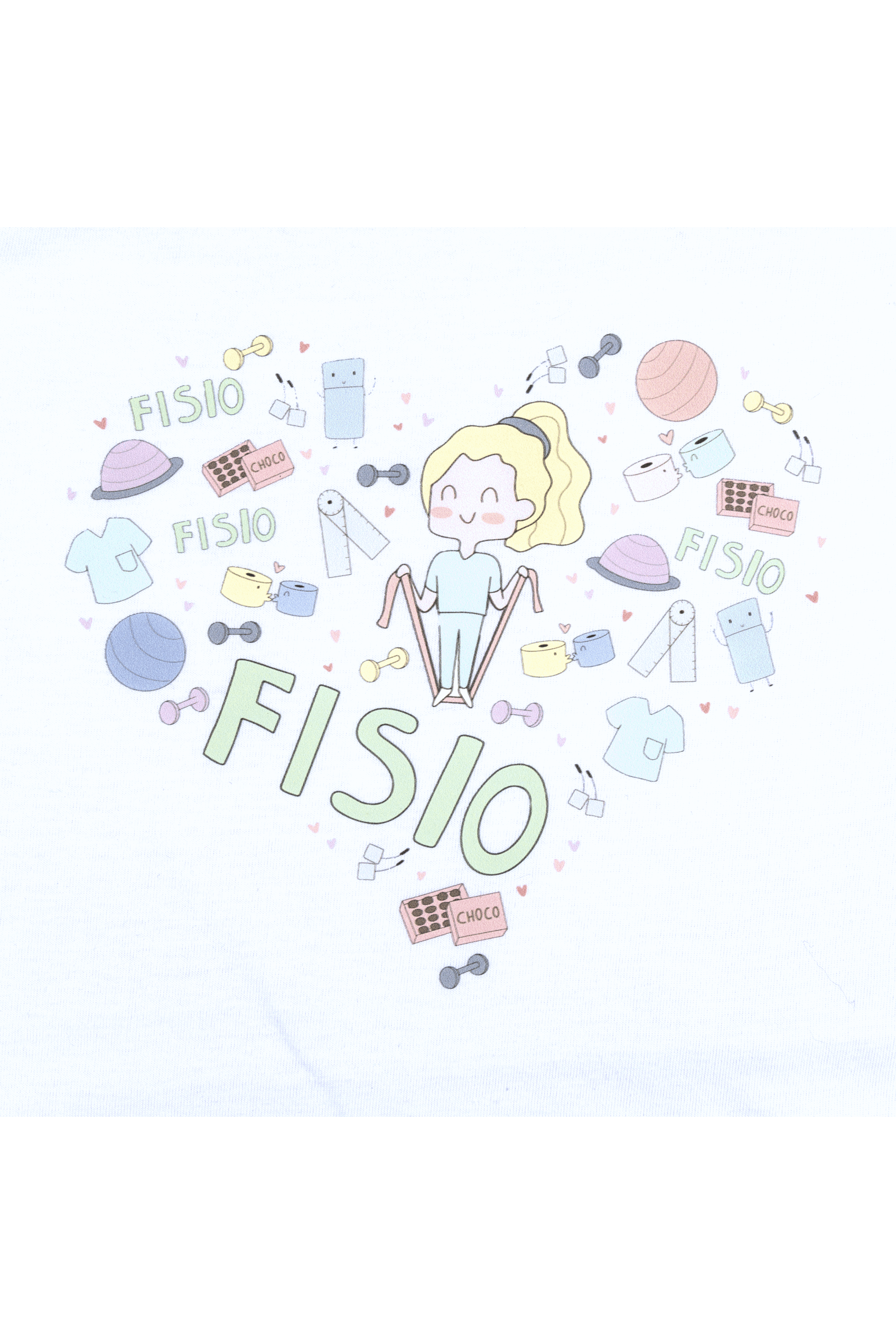 Enfermania Ropa t-shirt femme Fisio Cœur blanc coton