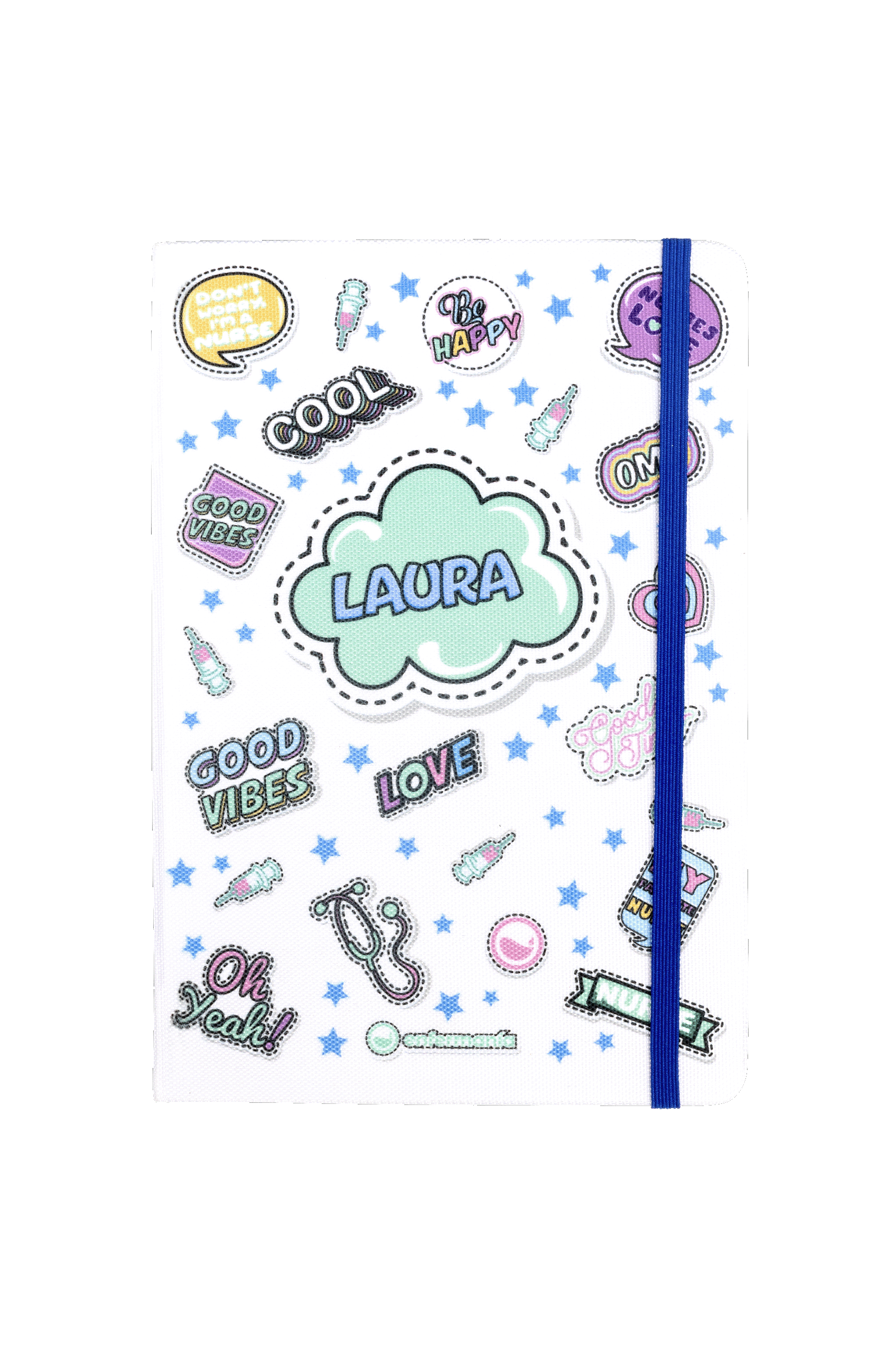 Enfermania Stickers carnet A5 bleu personnalisable