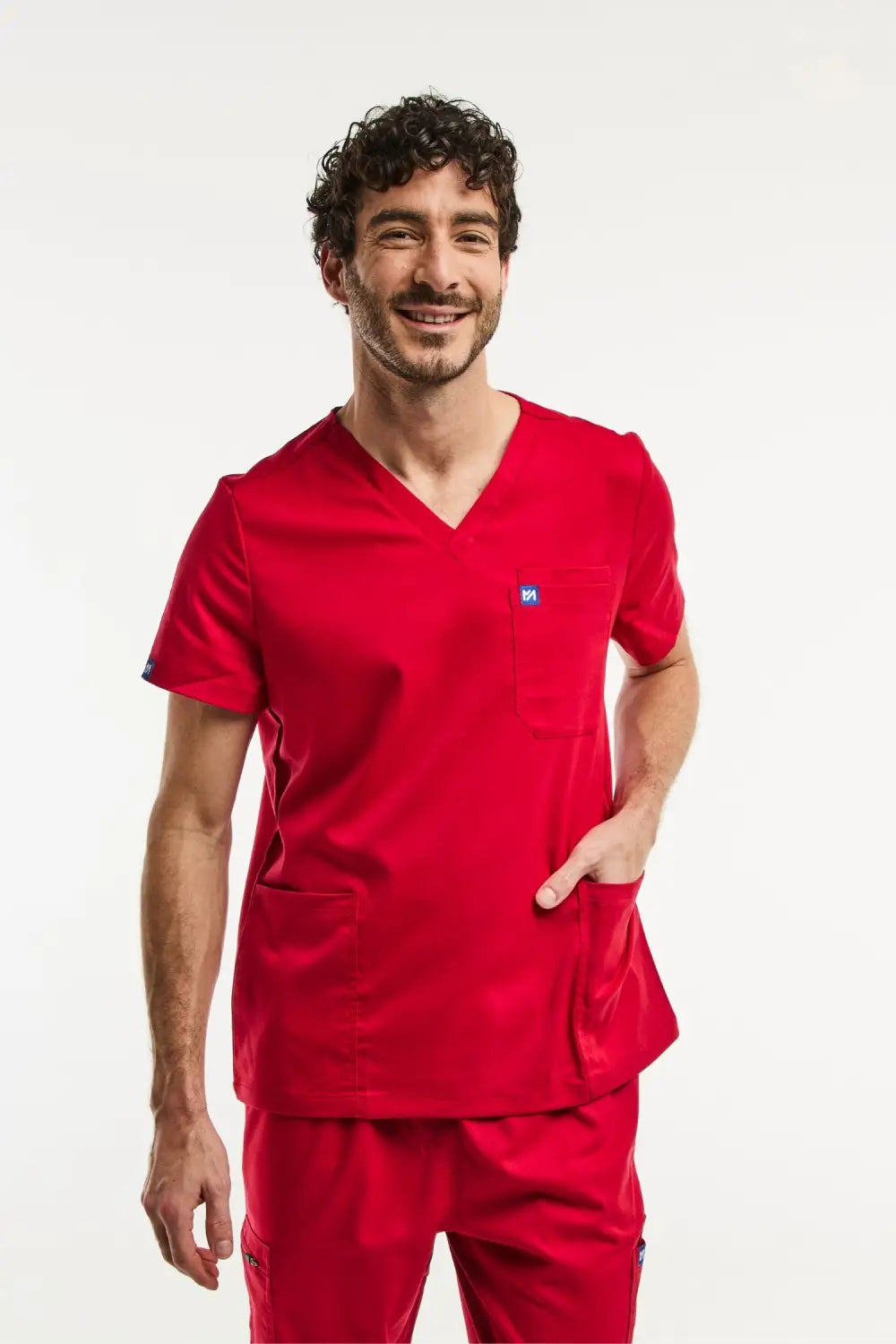 Aelin LUCA tenue médicale homme rouge stretch