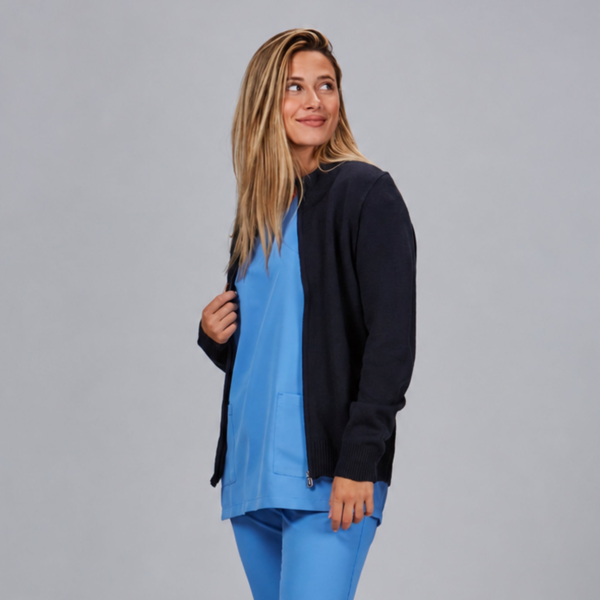 Gary's Knit cardigan femme zippé grosse maille noir marine