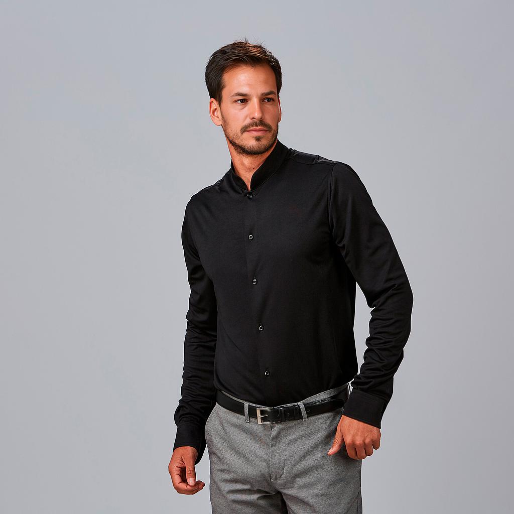 Gary's Pietro chemise homme slim col mao noir
