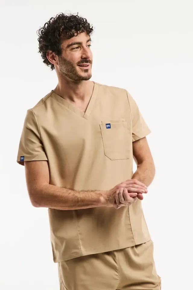 Aelin LUCA tunique médicale homme beige clair 3 poches