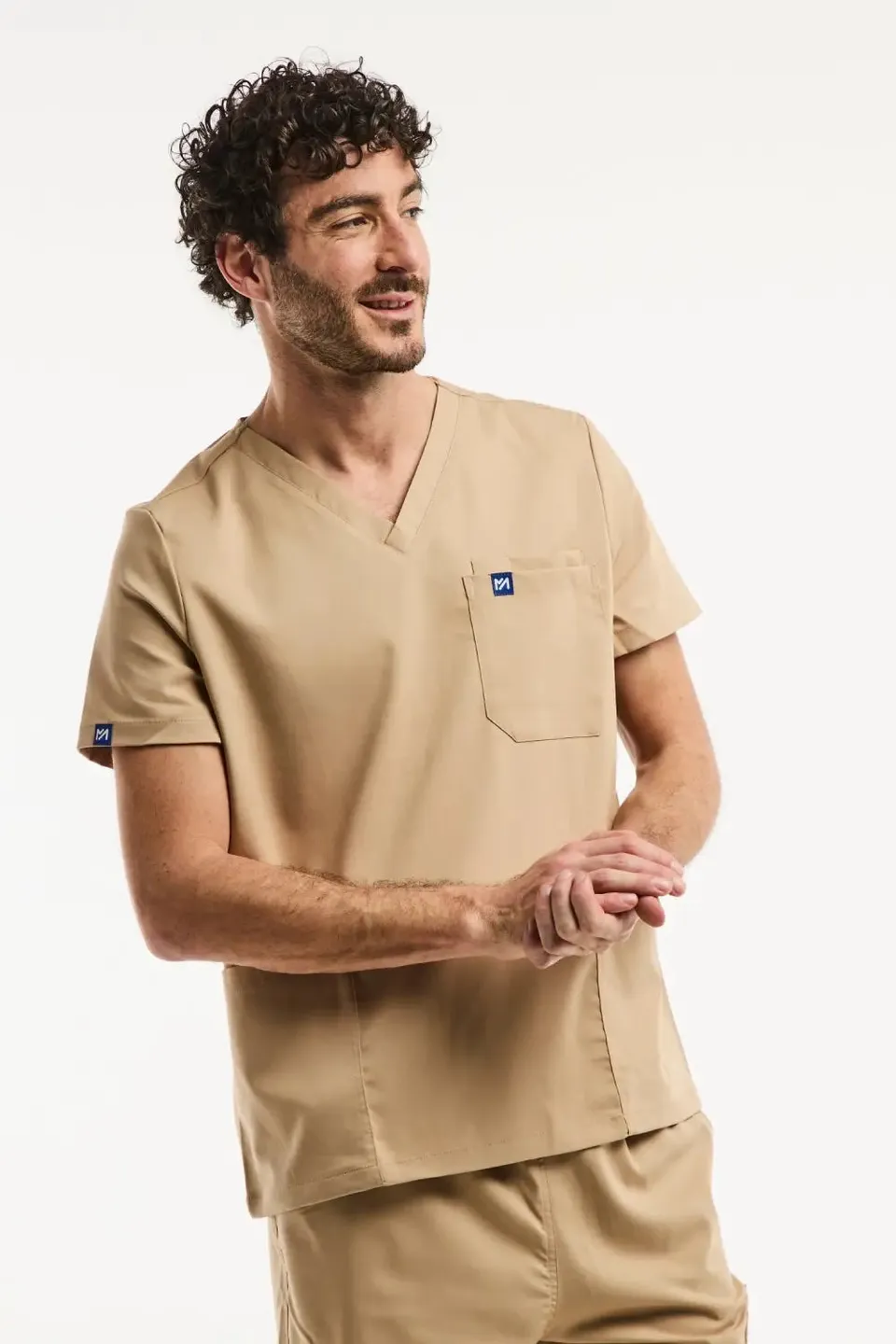 Aelin LUCA tunique médicale homme beige clair 3 poches
