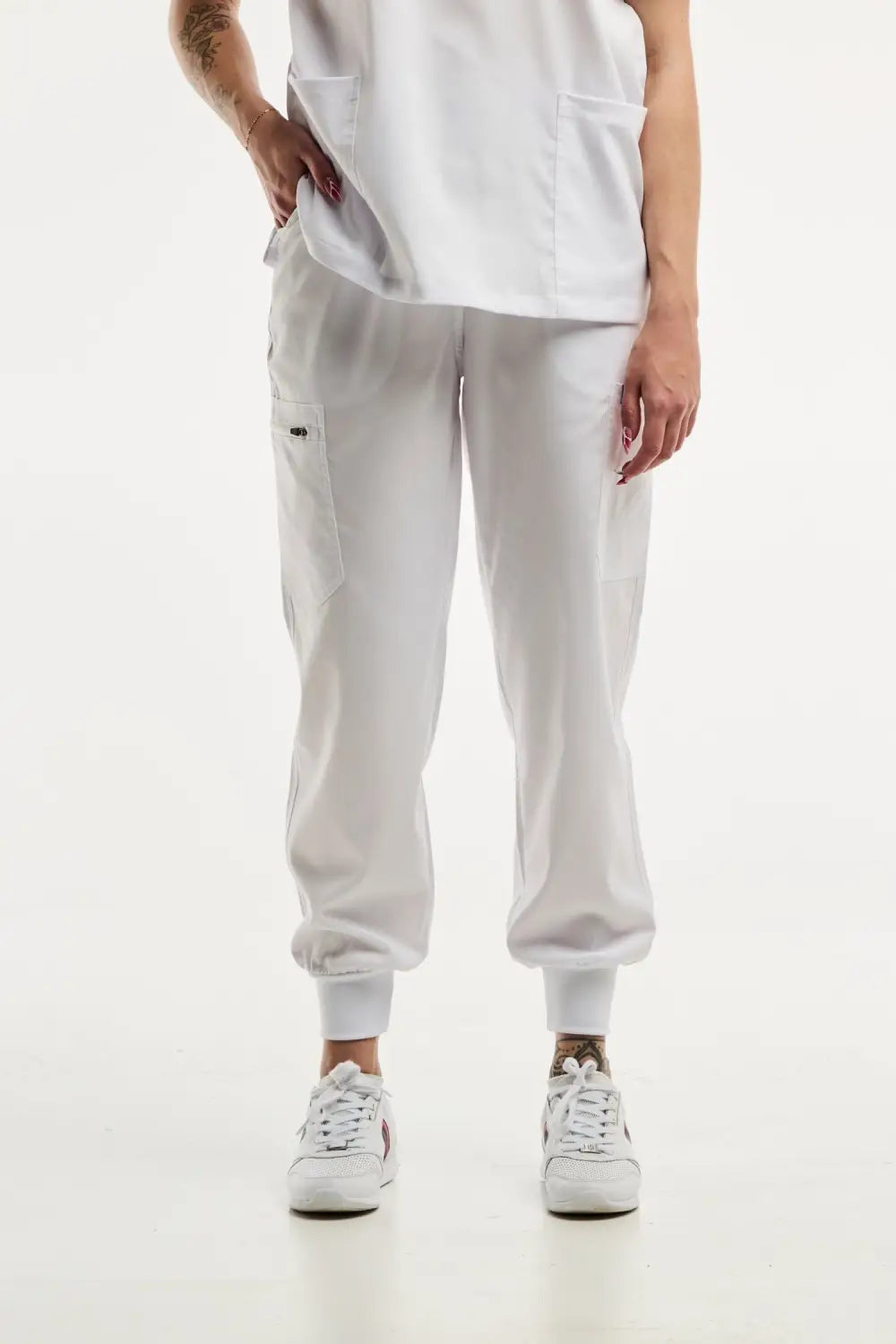 Aelin EMMA Jogger tenue médicale femme blanc stretch