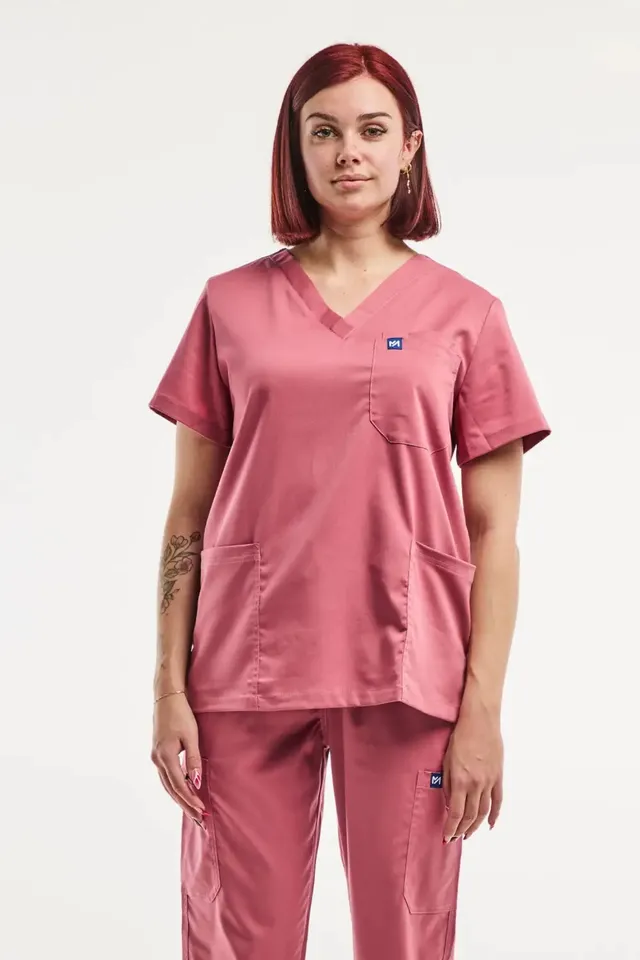 Aelin EMMA Jogger Tenue médicale femme rose col V
