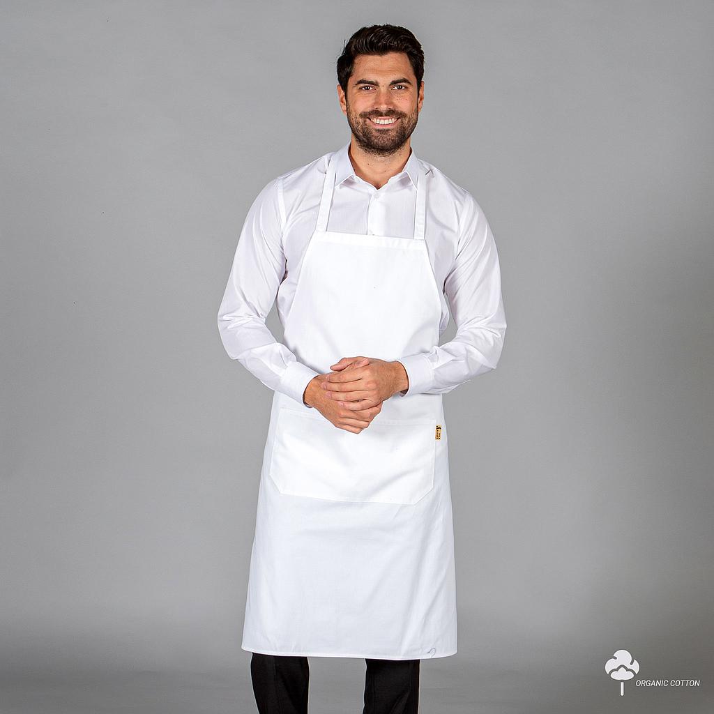 Gary's Tablier Bavette Coton Bio 91x74cm Blanc Poche