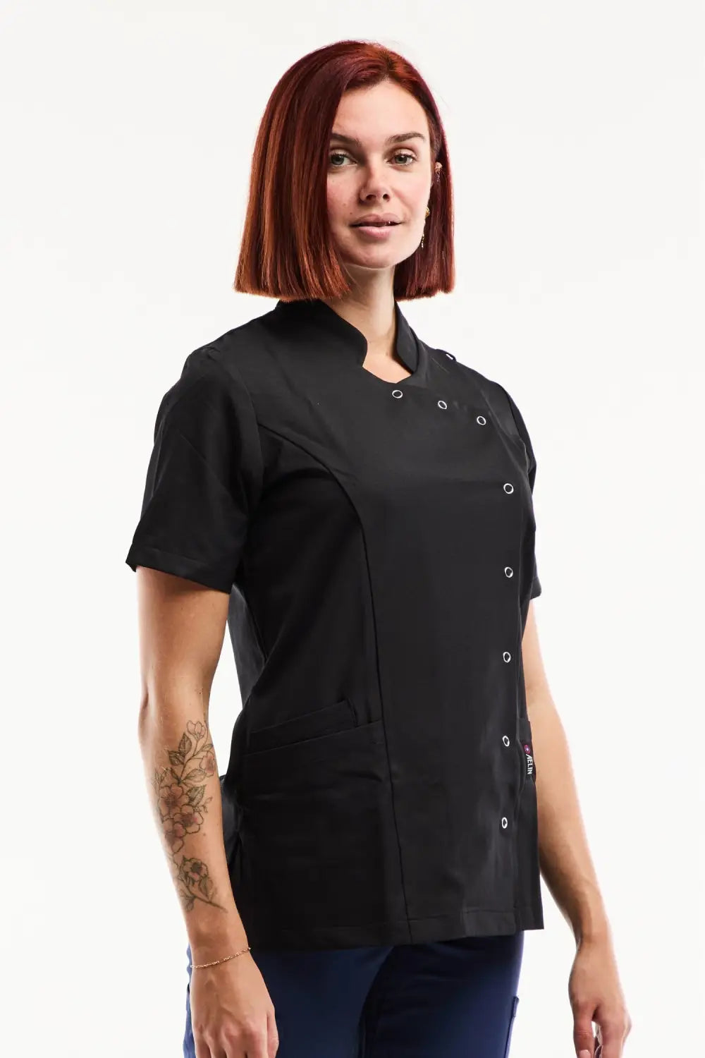 Aelin Aurelia blouse médicale femme noire stretch poches