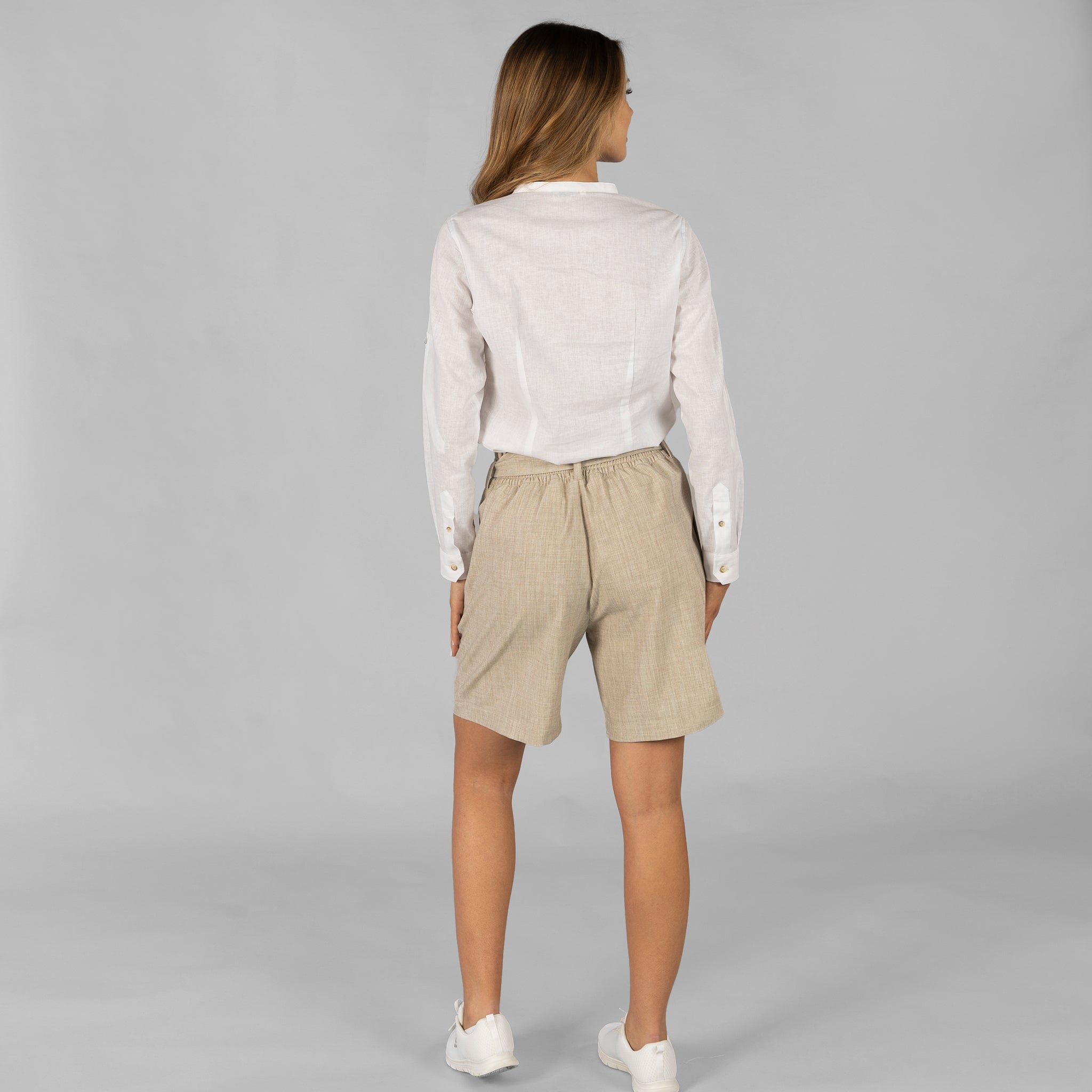 GARY'S Bow bermuda femme beige nœud dos stretch