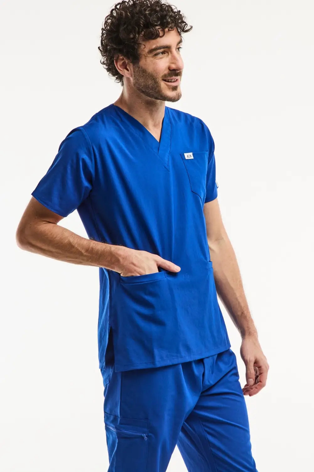 Aelin LUCA Tunique médicale homme bleu royal col V