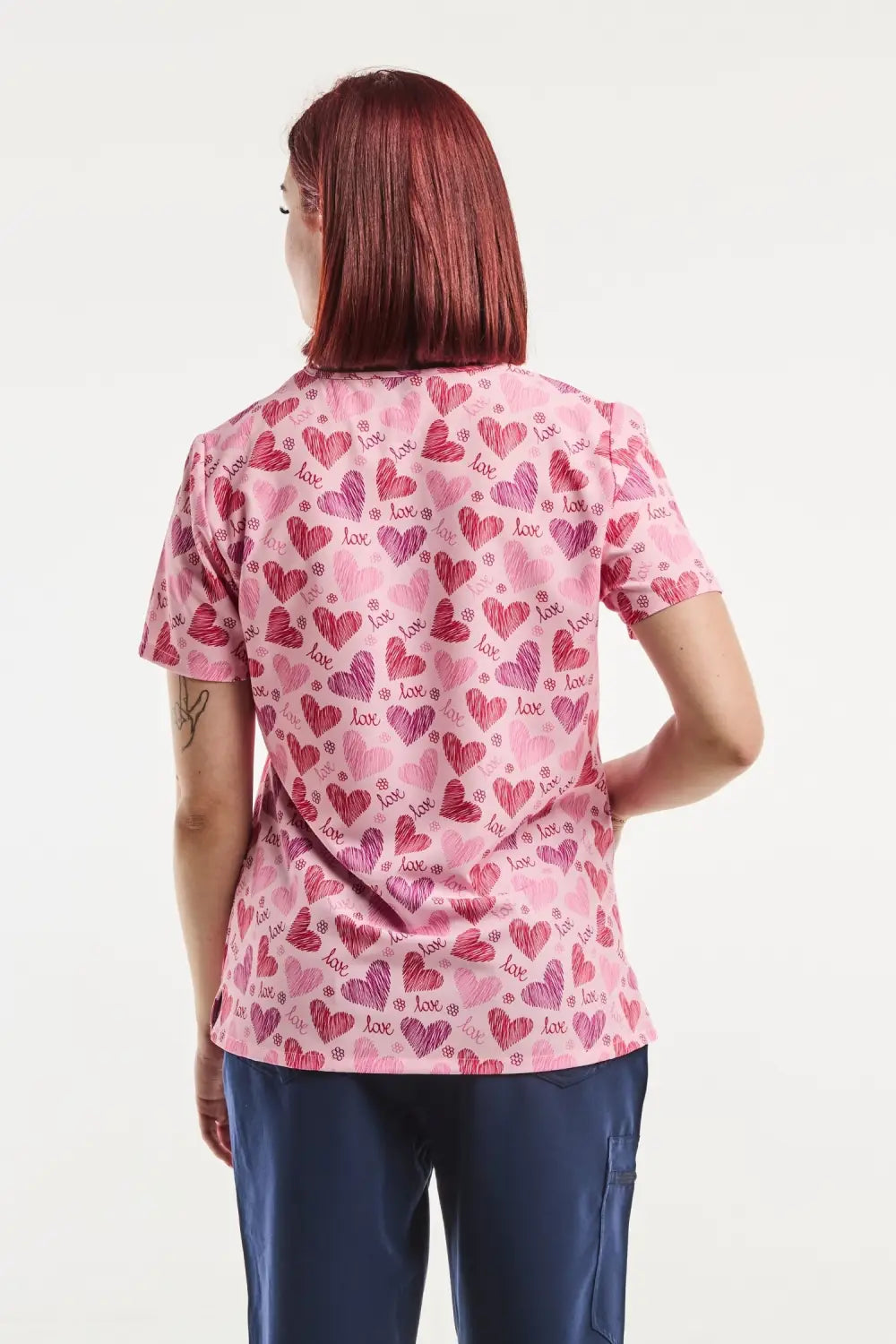 Aelin Paris Stretch Tunique médicale femme rose cœurs