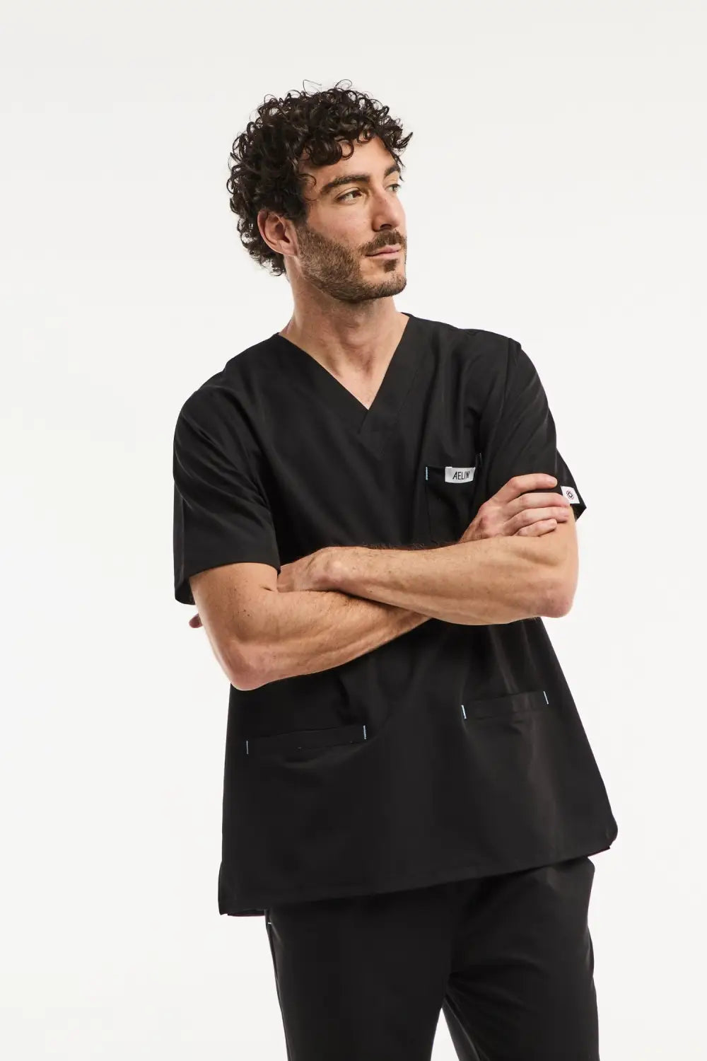 Aelin Slimfit New blouse médicale homme noire stretch