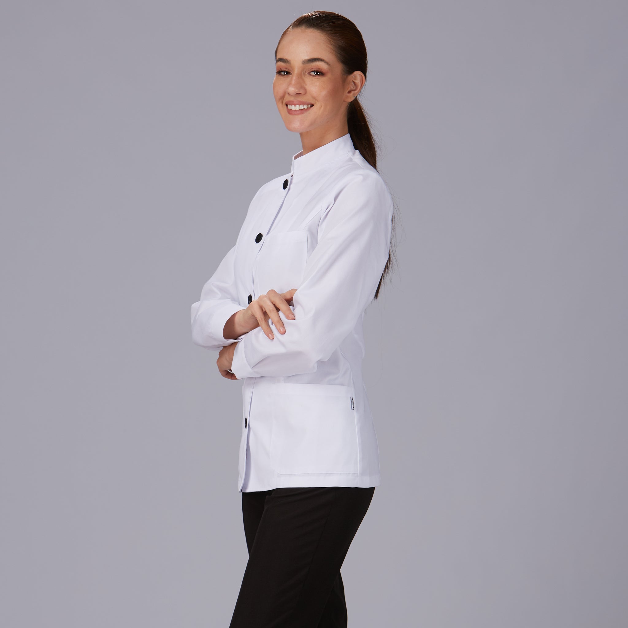 Gary's Blouses col mao chemisier serveuse blanc manches longues