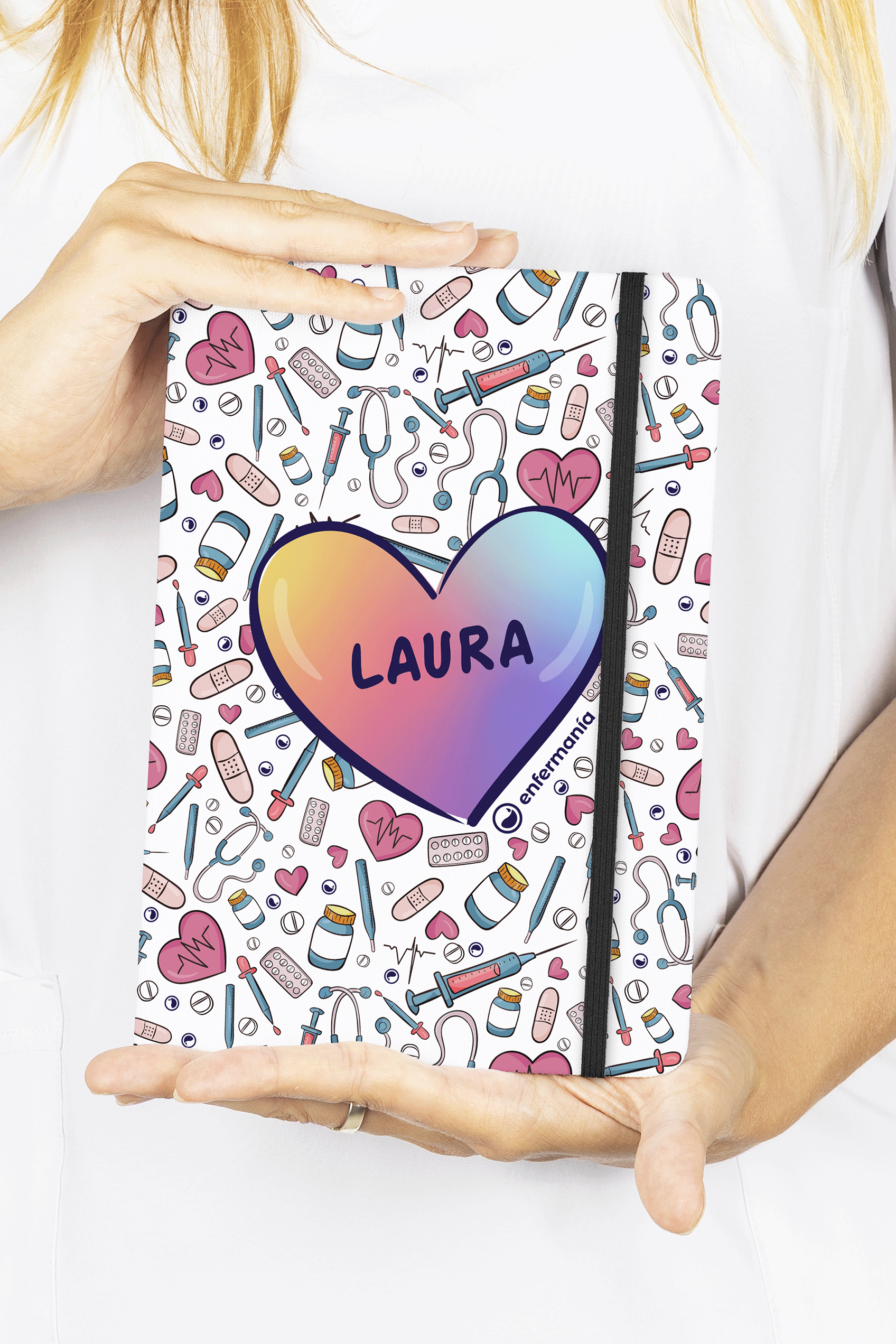 Enfermania Colorful carnet A5 ligné élastique noir