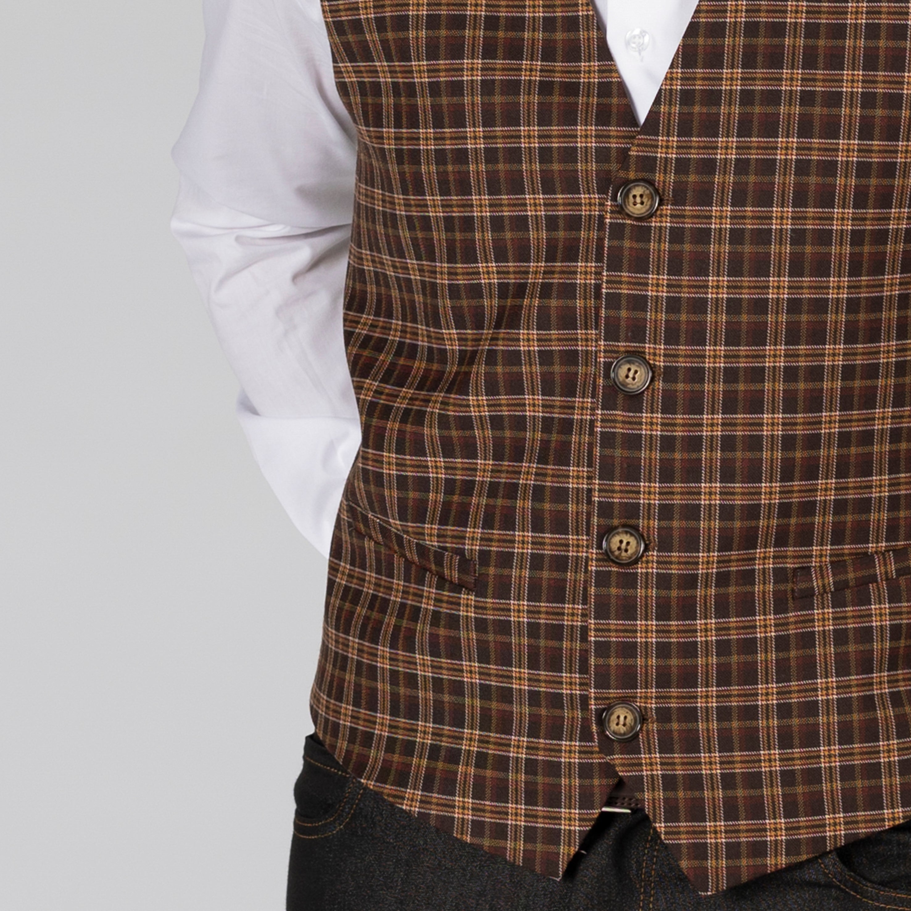 Gary's Welsh Gilet Homme Laine Marron