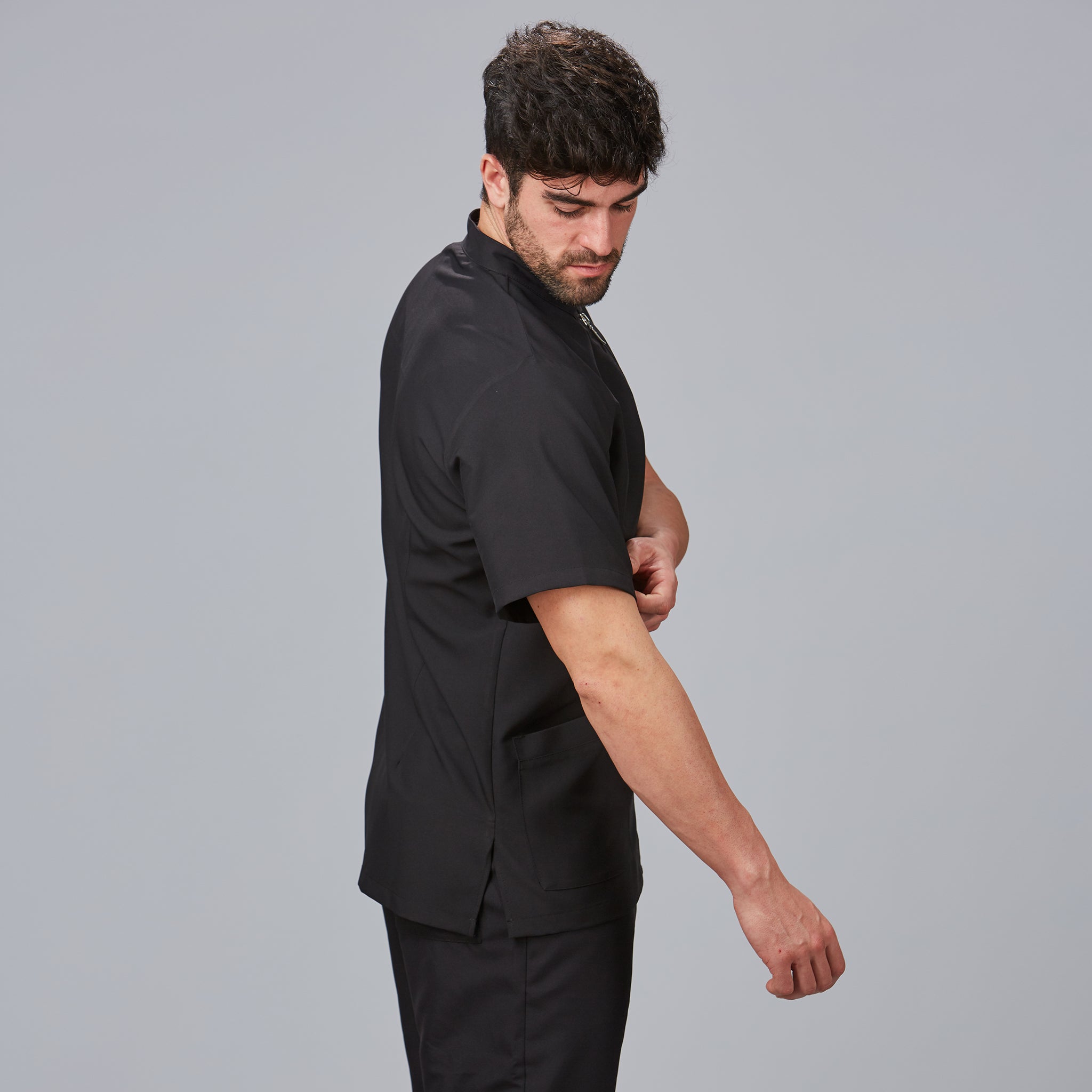 Gary's Mallorca veste médicale homme Noir col mao zip